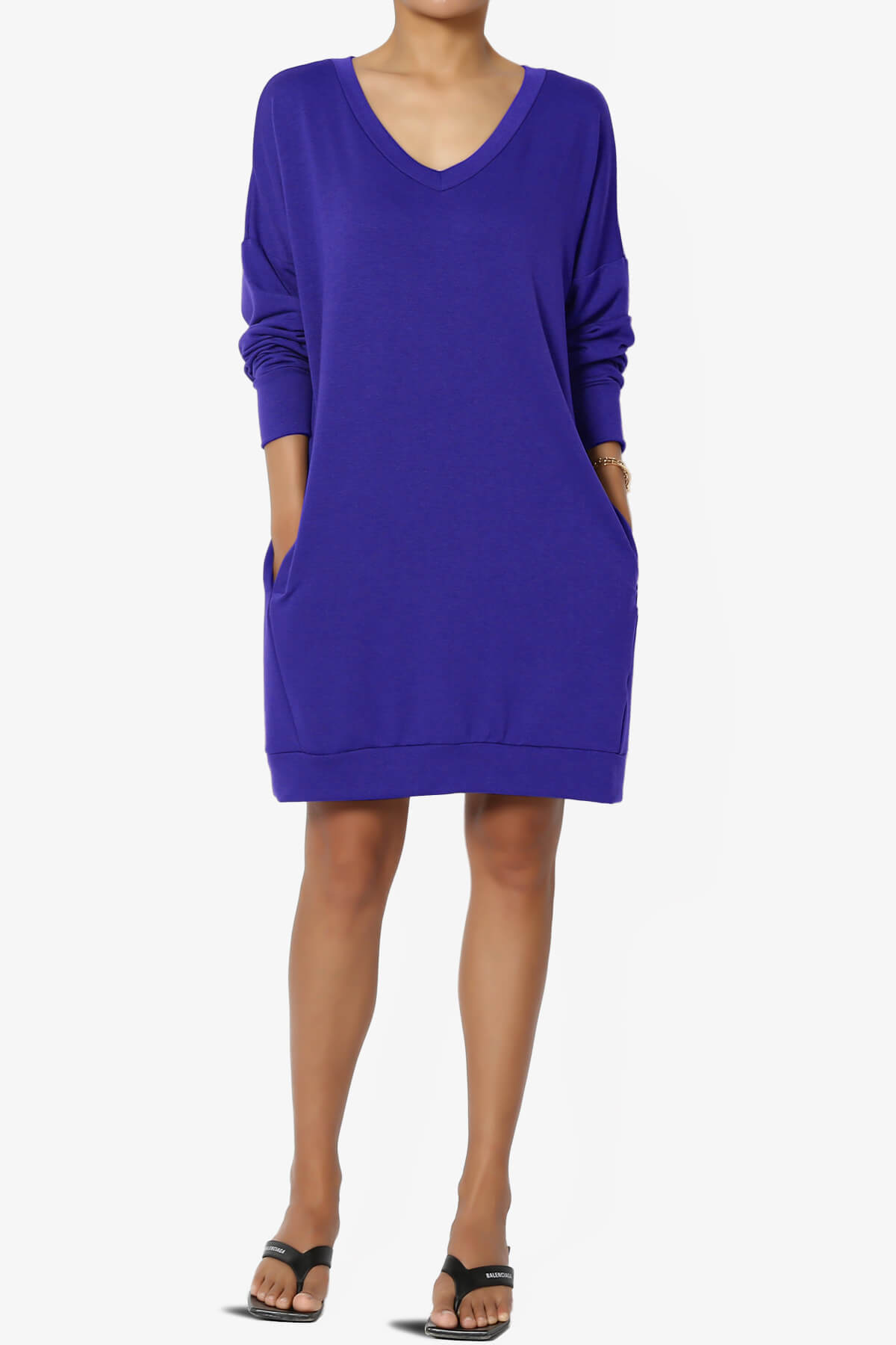 Chrissy V-Neck Pocket Soft Terry Tunic BRIGHT BLUE_6