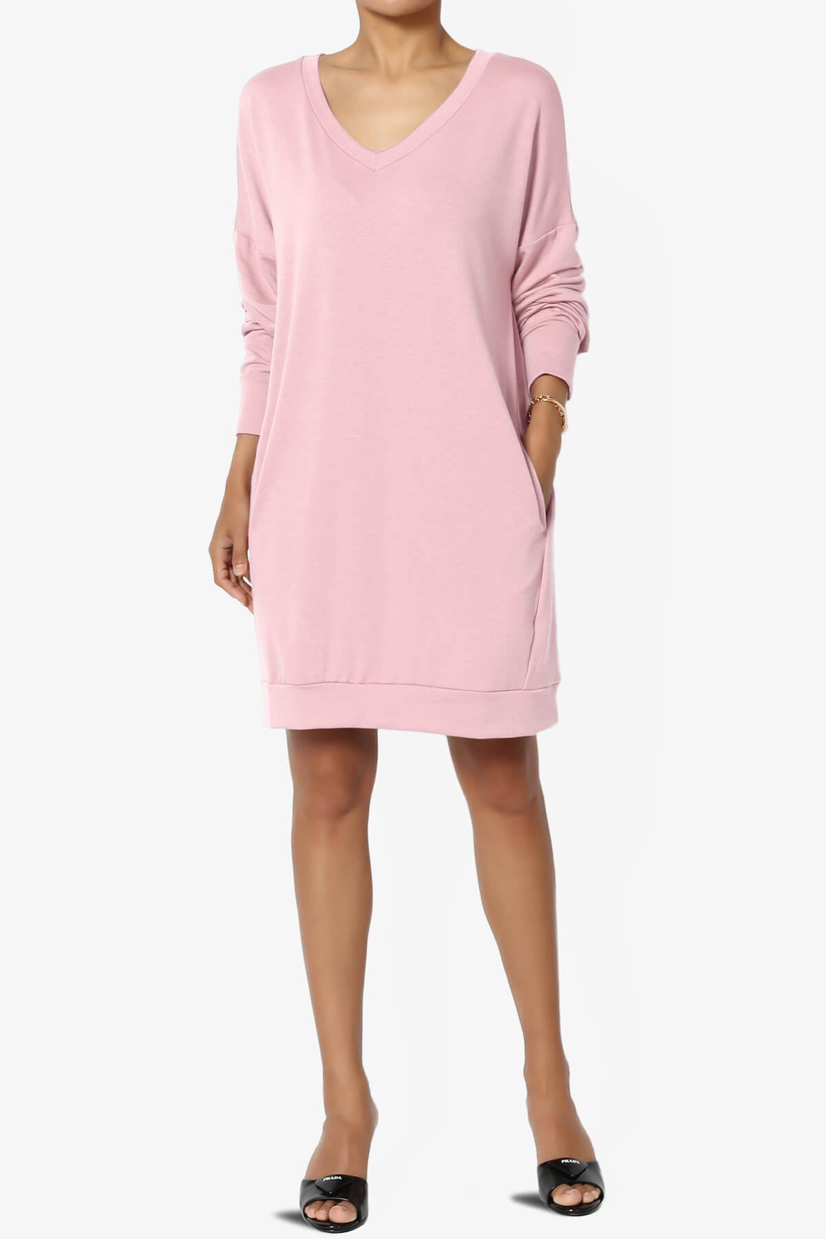 Chrissy V-Neck Pocket Soft Terry Tunic DUSTY PINK_6