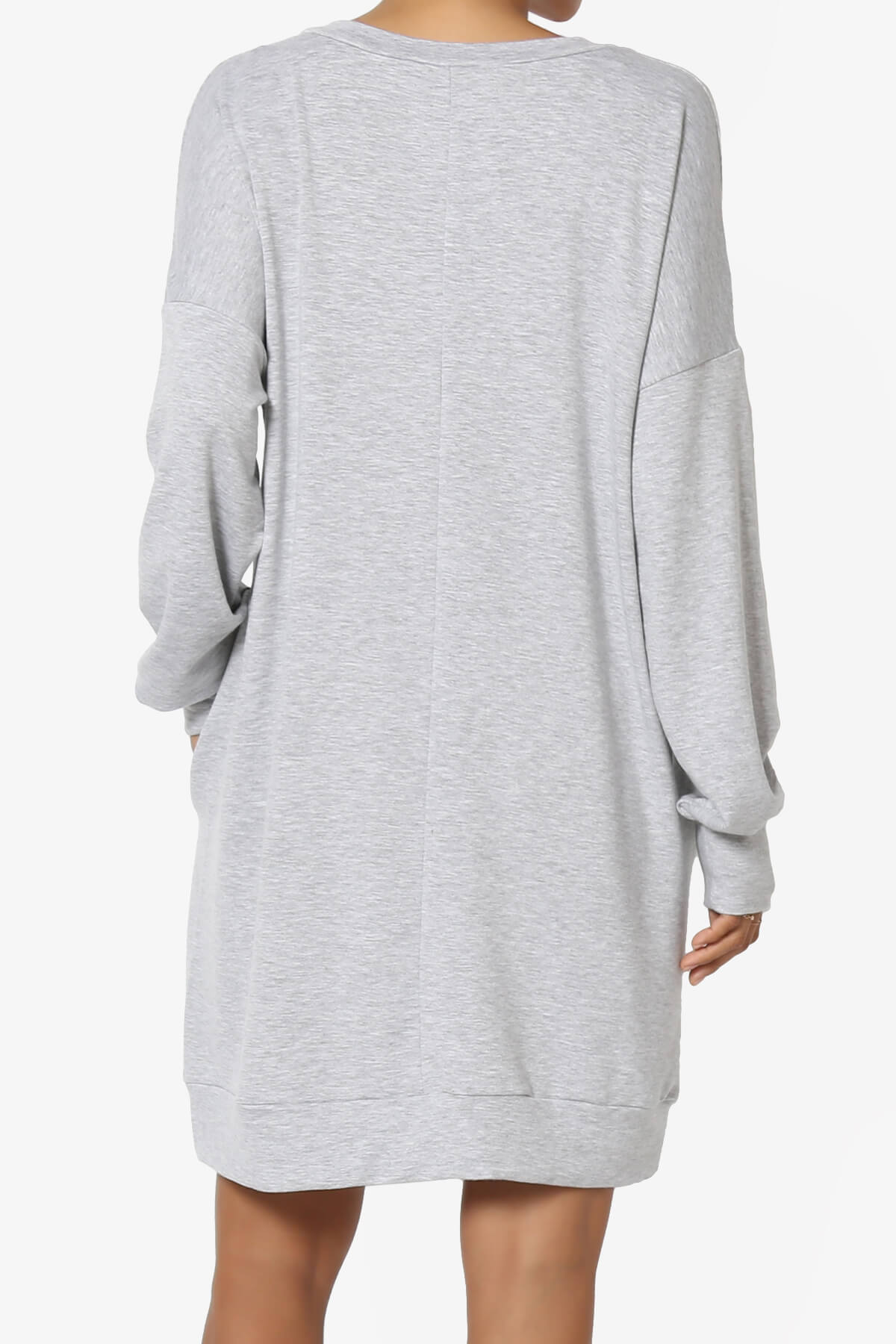 Chrissy V-Neck Pocket Soft Terry Tunic HEATHER GREY_2