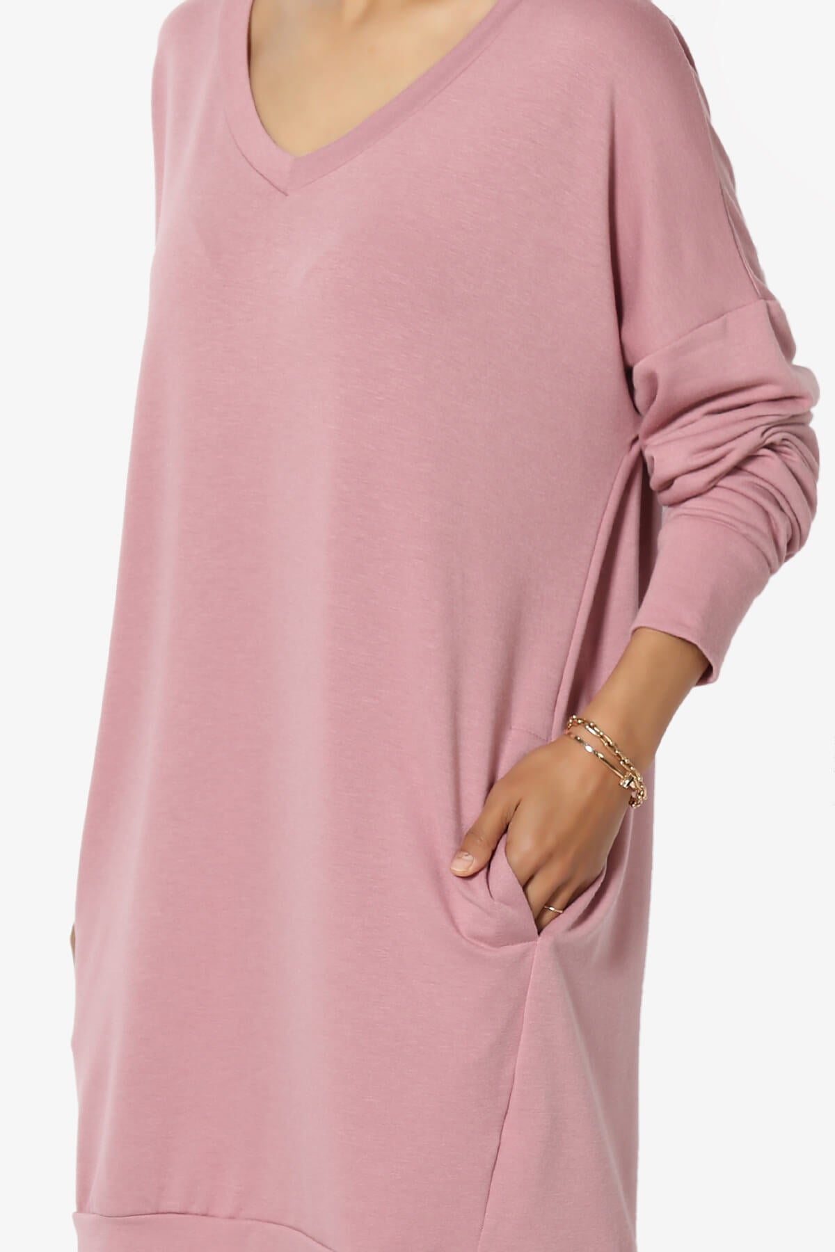 Chrissy V-Neck Pocket Soft Terry Tunic LIGHT ROSE_5