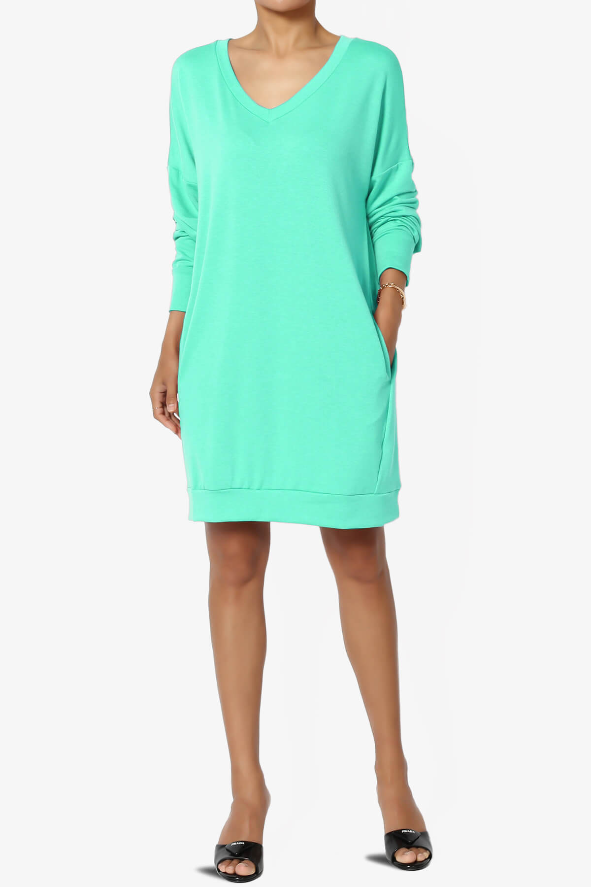 Chrissy V-Neck Pocket Soft Terry Tunic MINT_6