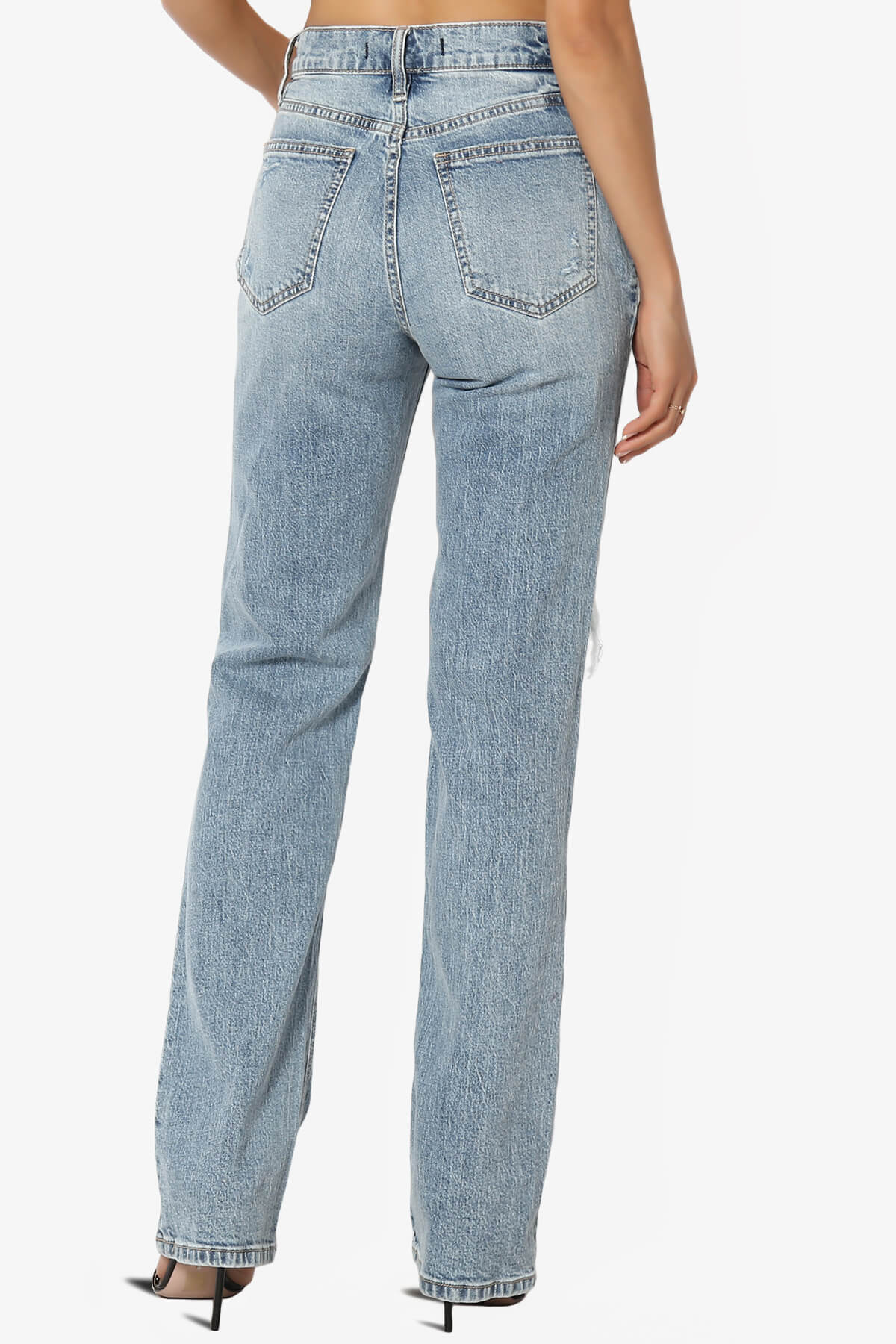 Codi High Rise Dad Jeans in Distressed Med MEDIUM_2