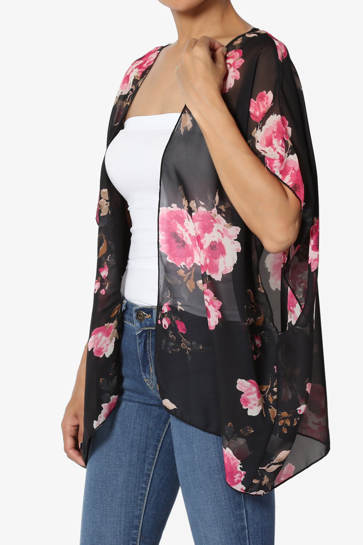 Reany Floral Kimono Chiffon Cardigan