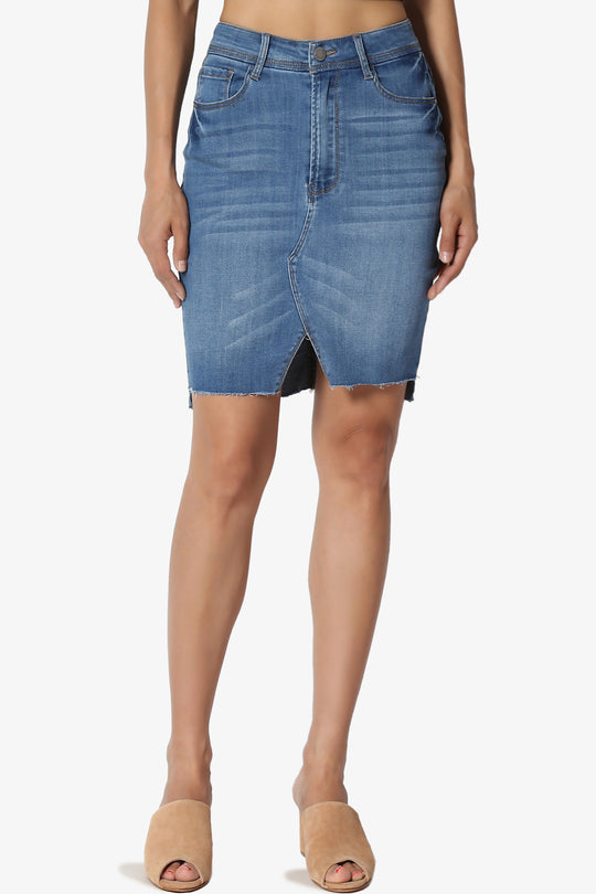 Yevella Hi Low Pencil Denim Skirt