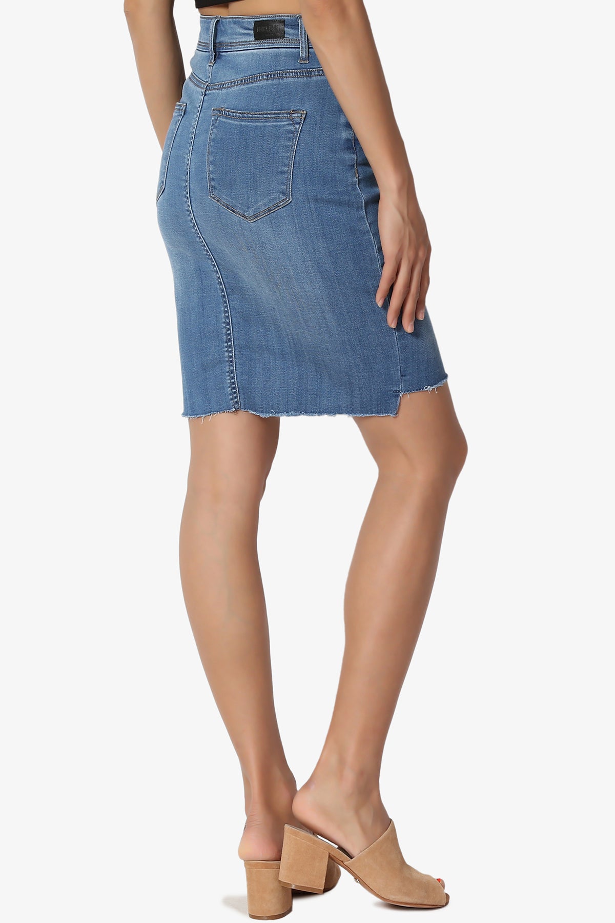Yevella Hi Low Pencil Denim Skirt
