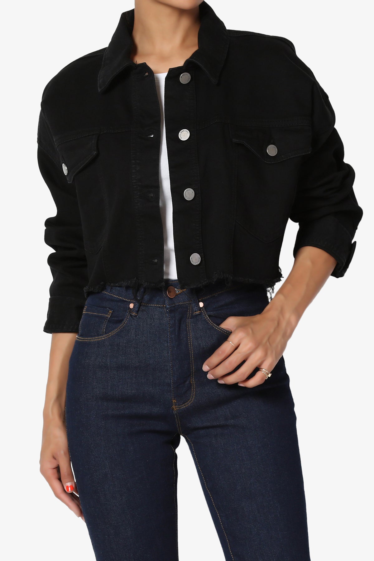 Addiy Oversized Cropped Denim Jacket BLACK_1