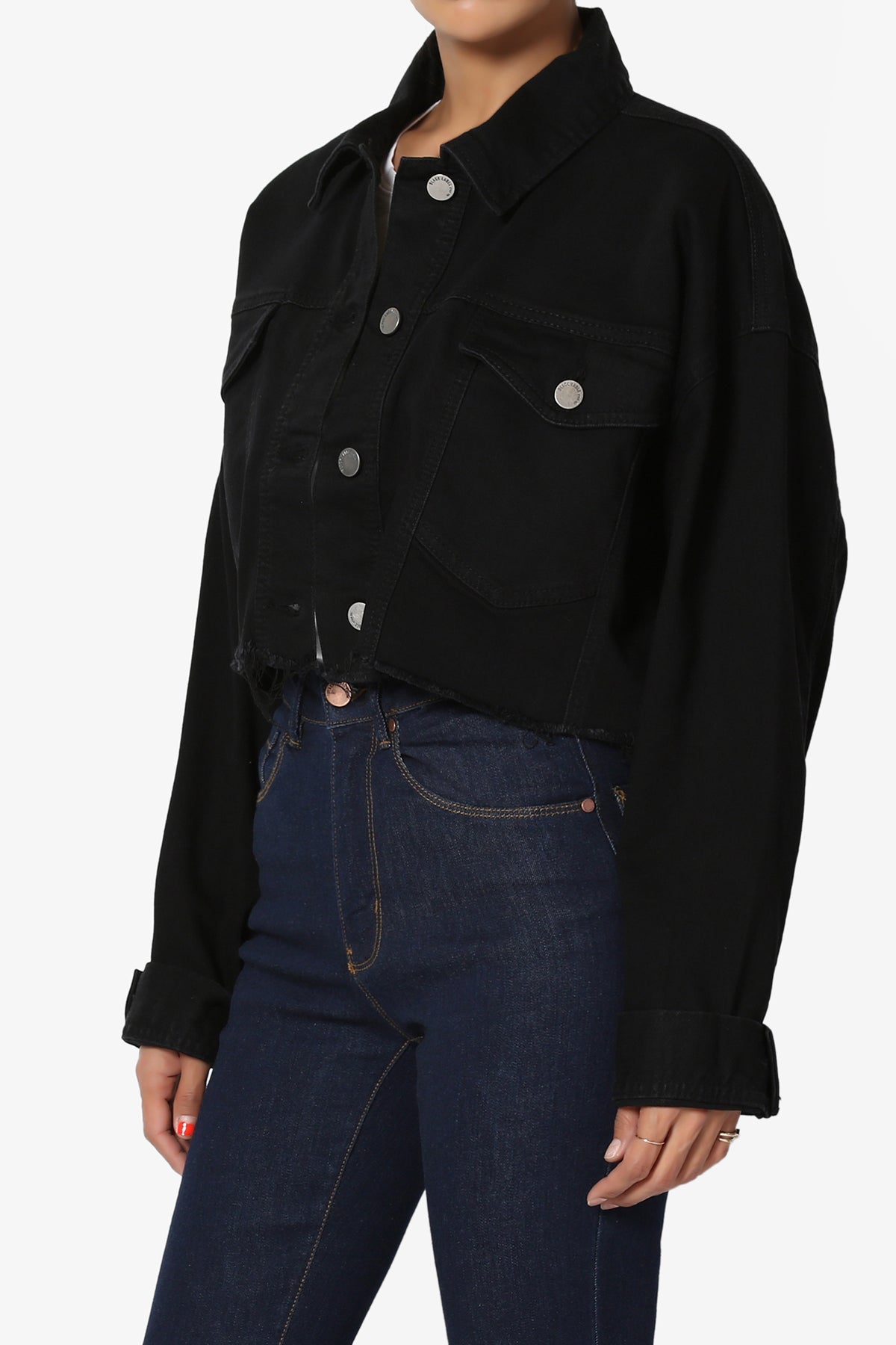 Addiy Oversized Cropped Denim Jacket BLACK_3