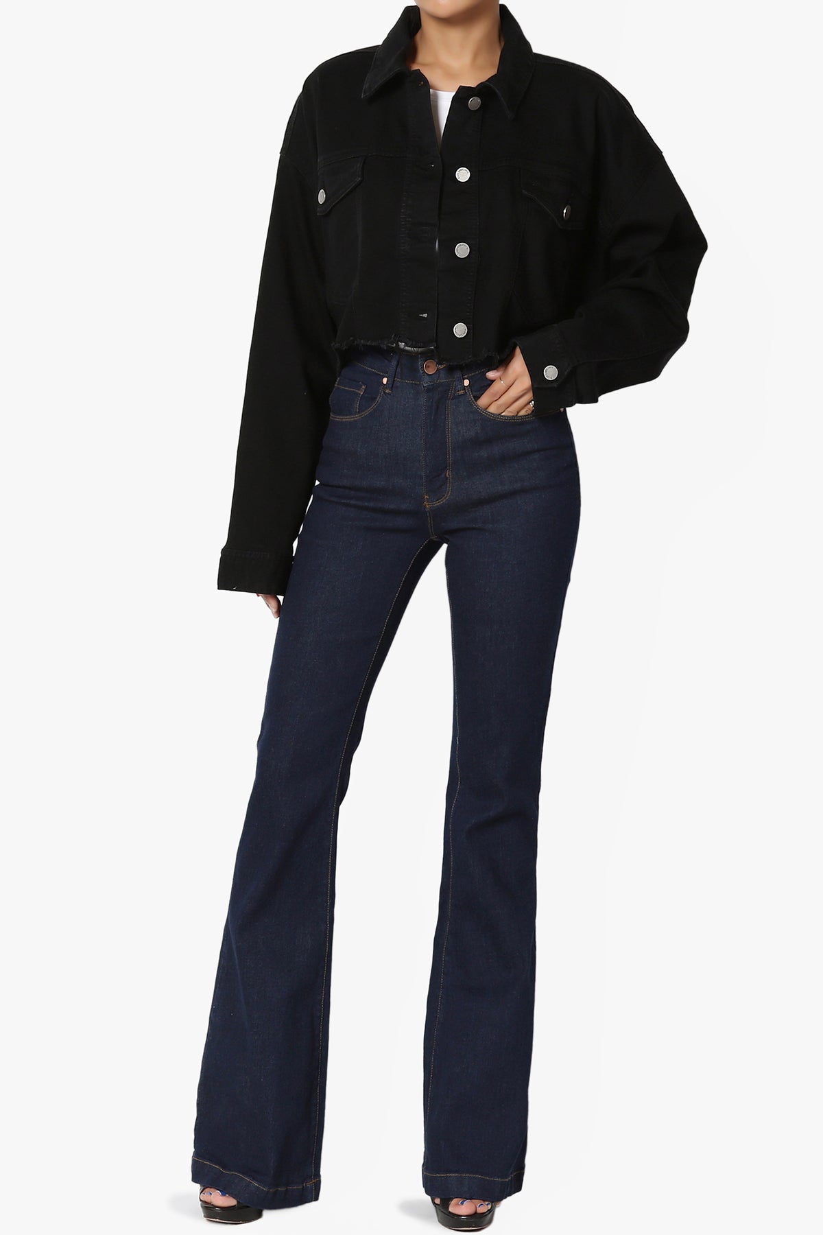 Addiy Oversized Cropped Denim Jacket BLACK_6