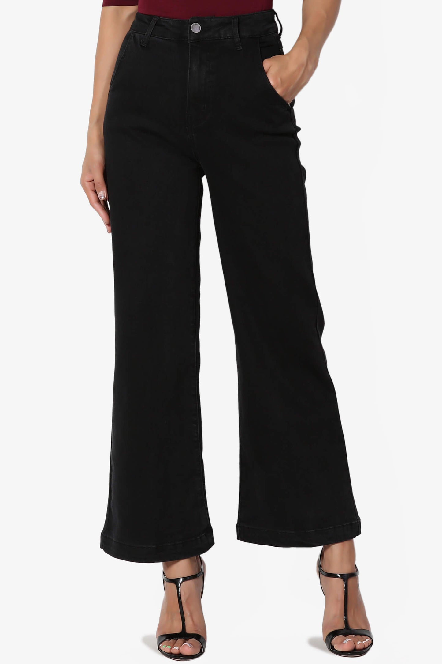 Nellie High Waist Crop Culotte Jeans BLACK_1