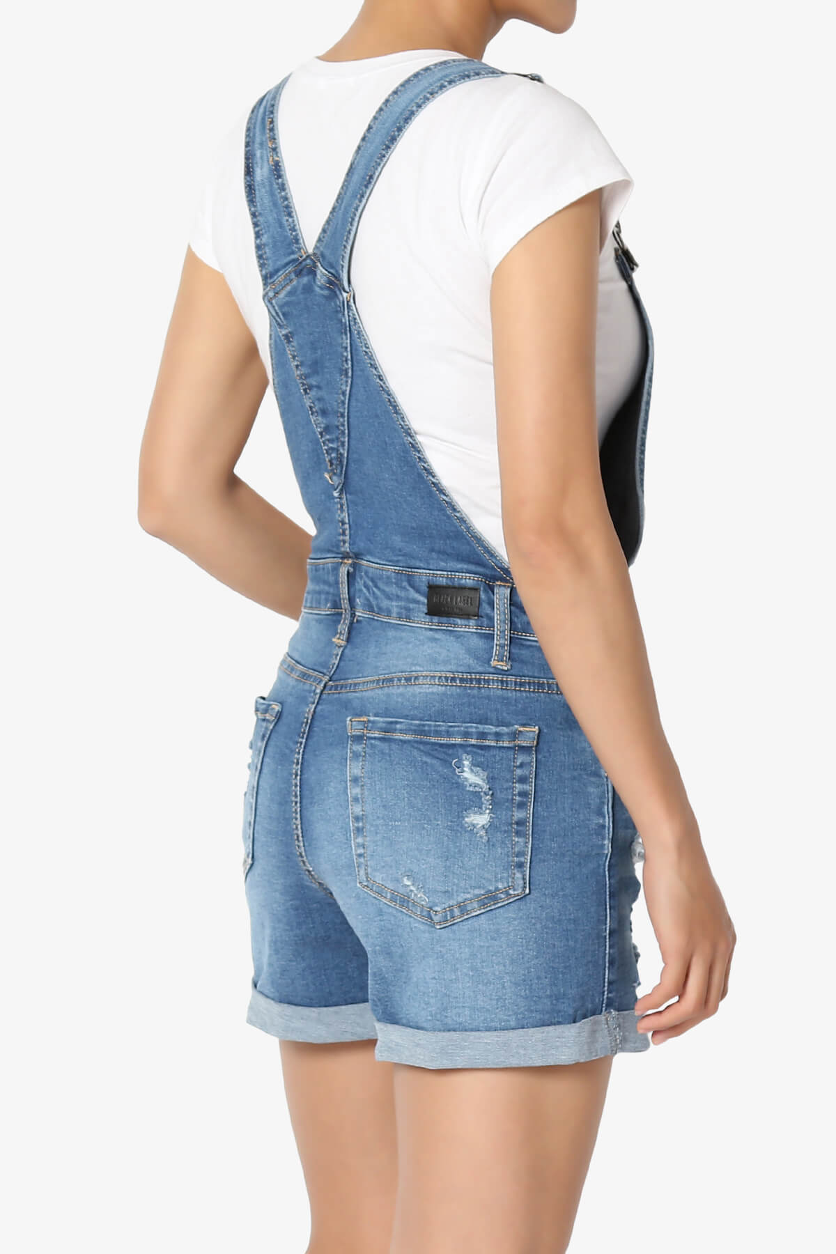 Roselita Distressed Denim Overall Shorts MEDIUM_4