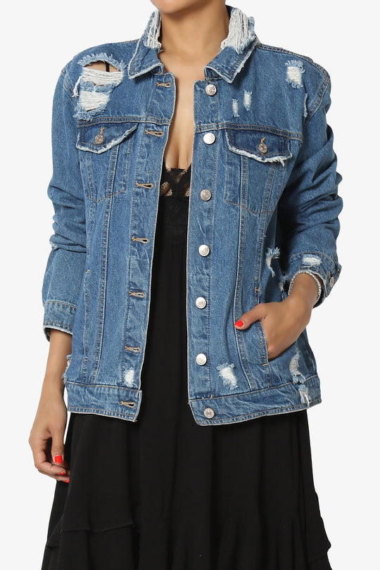 Zorya Distressed Boyfriend Denim Jacket