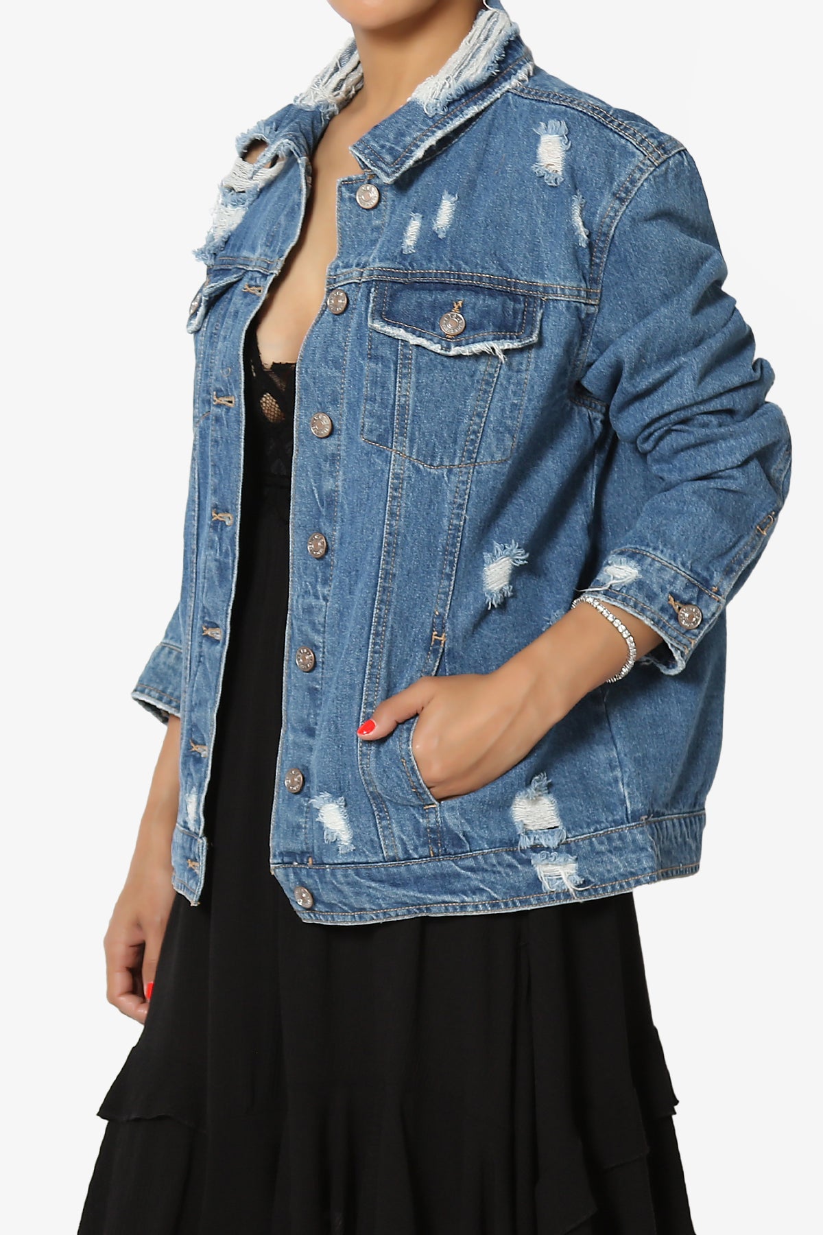 Zorya Distressed Boyfriend Denim Jacket