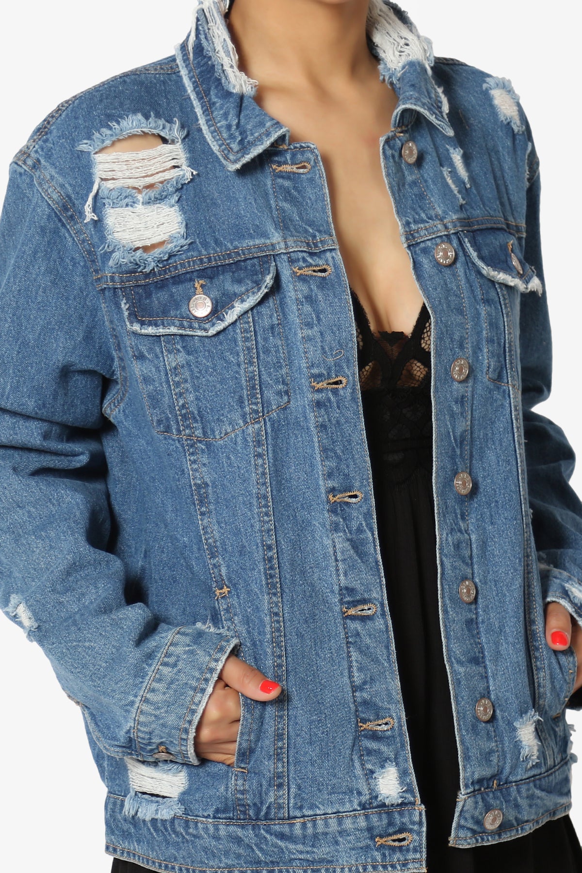 Zorya Distressed Boyfriend Denim Jacket