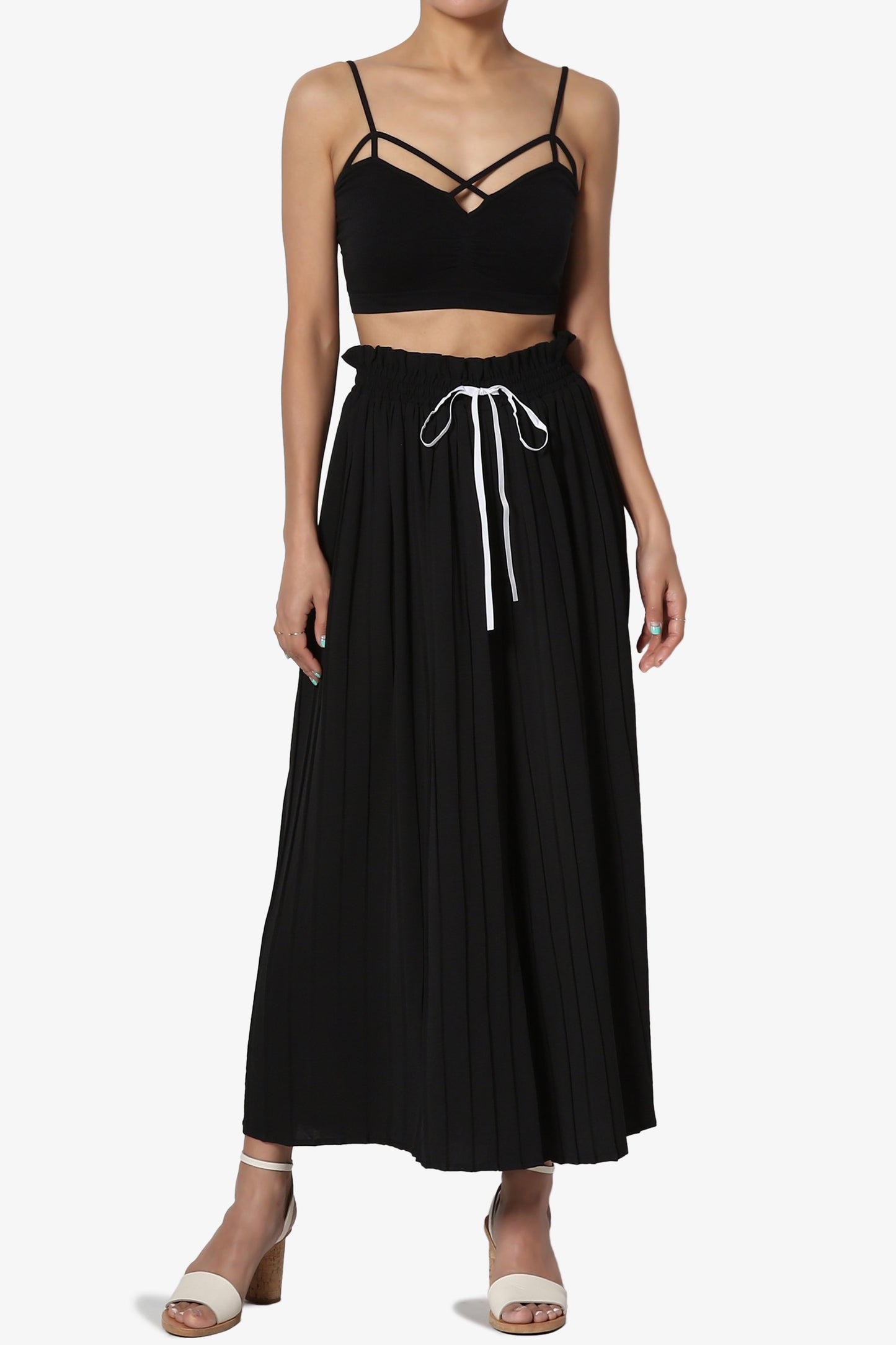 Stecia Cropped Pleated Trousers - TheMogan