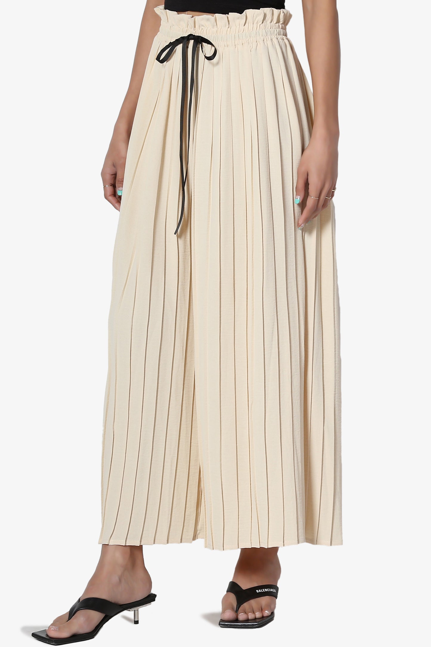 Stecia Cropped Pleated Trousers - TheMogan