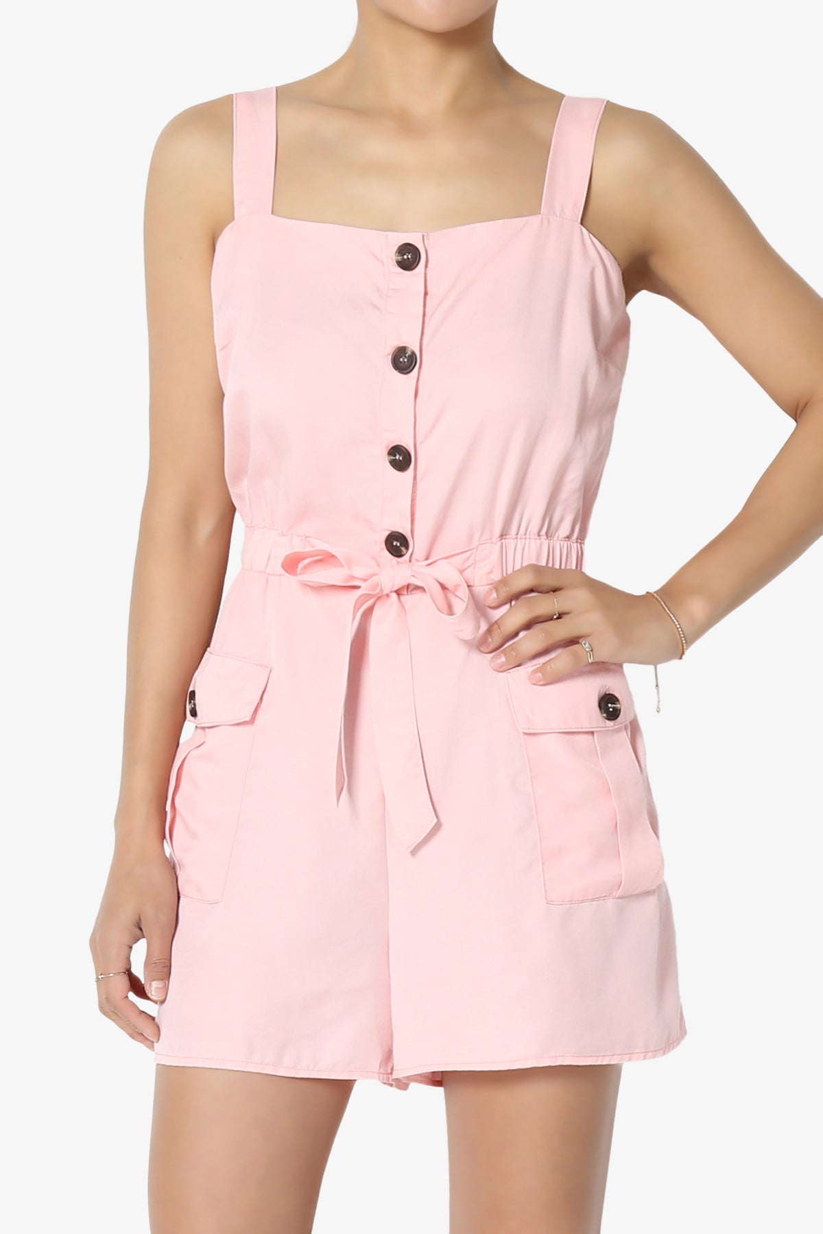 Skyler Utility Cargo Pocket Romper PINK_1