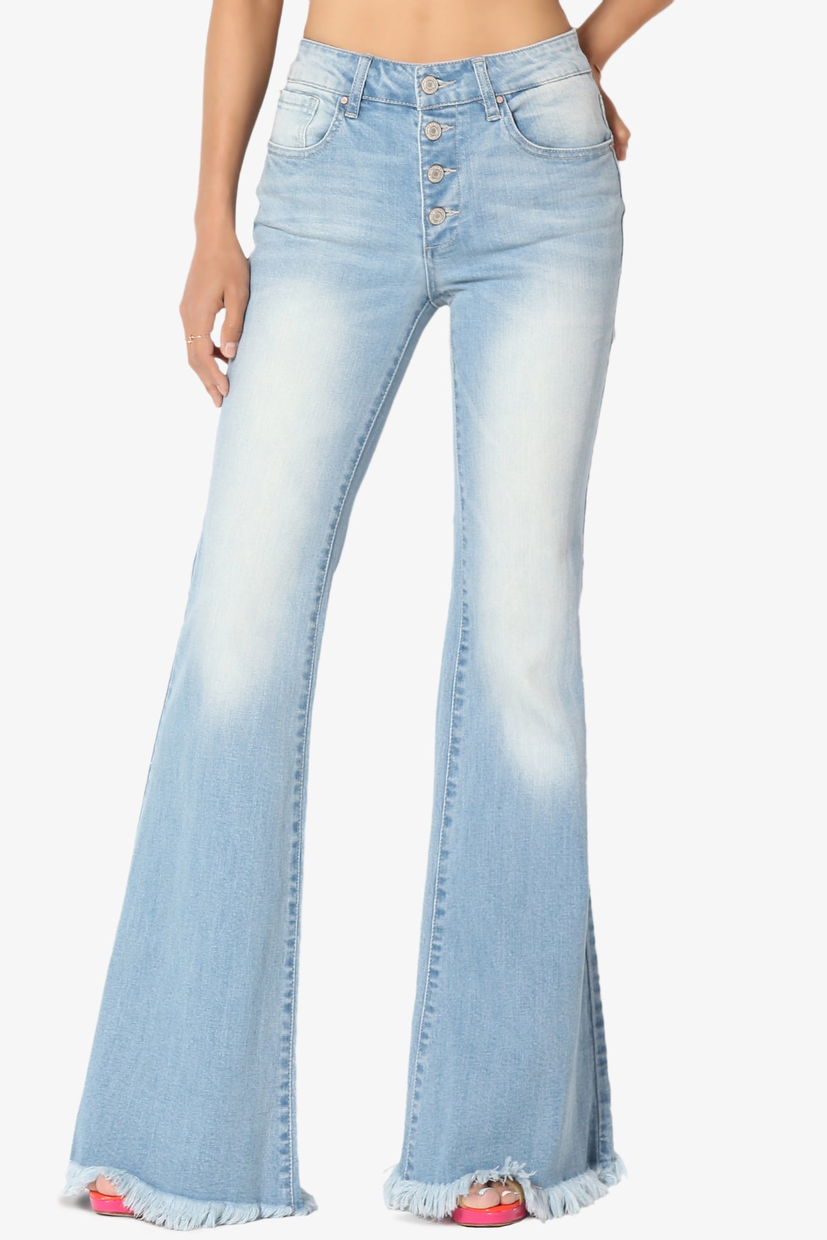 Vieve Mid Rise Frayed Flared Jeans