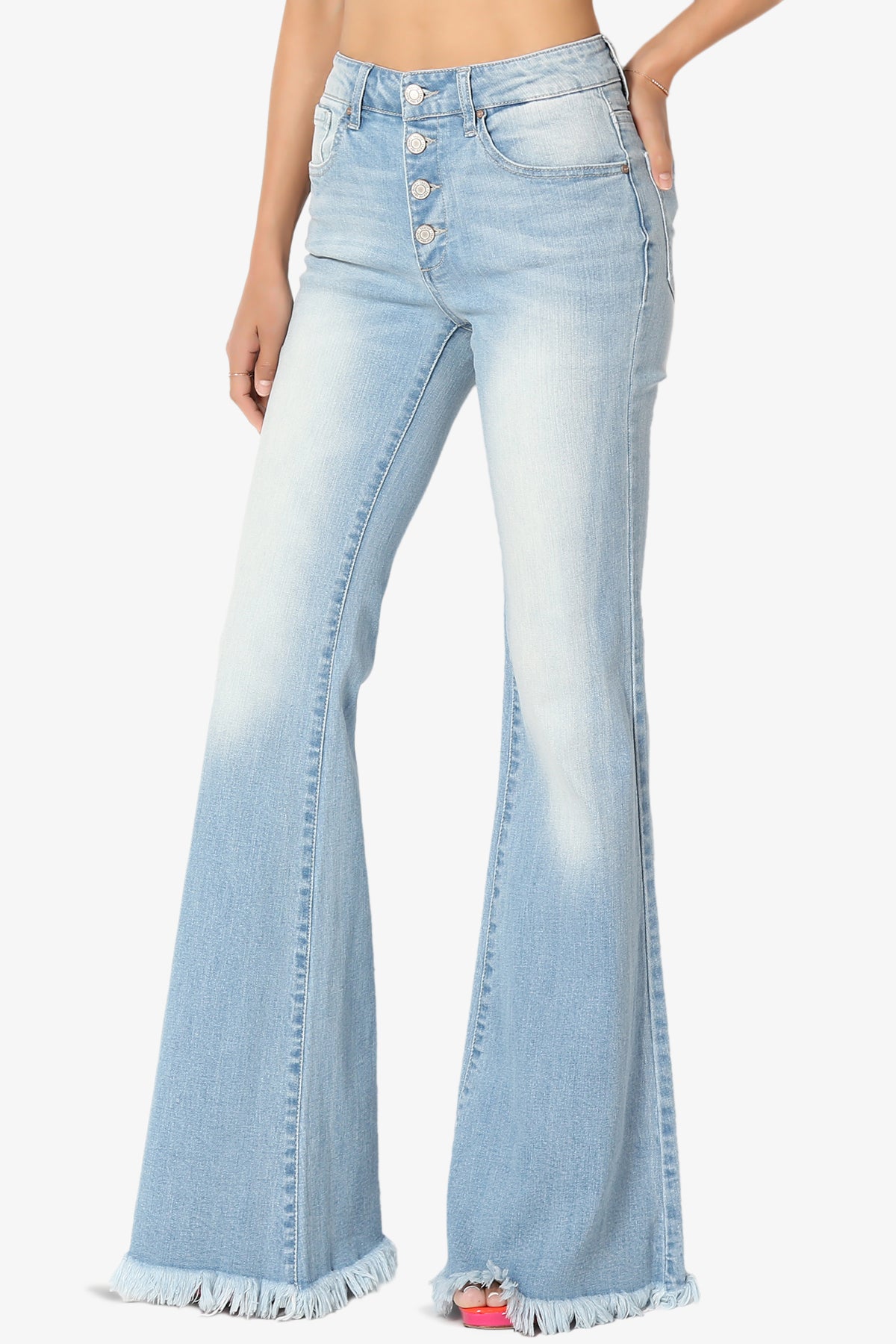 Vieve Mid Rise Frayed Flared Jeans