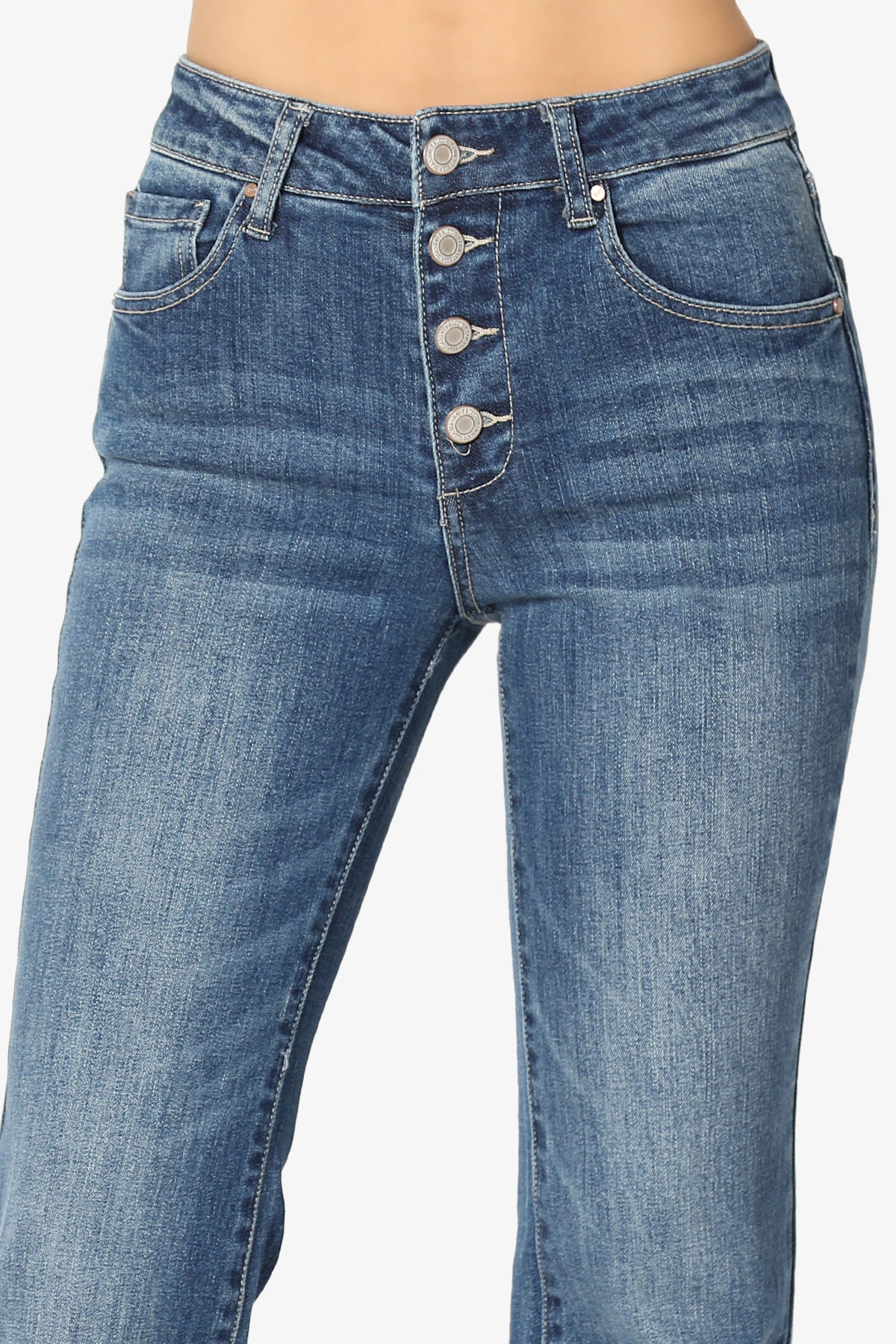 Vieve Mid Rise Frayed Flared Jeans