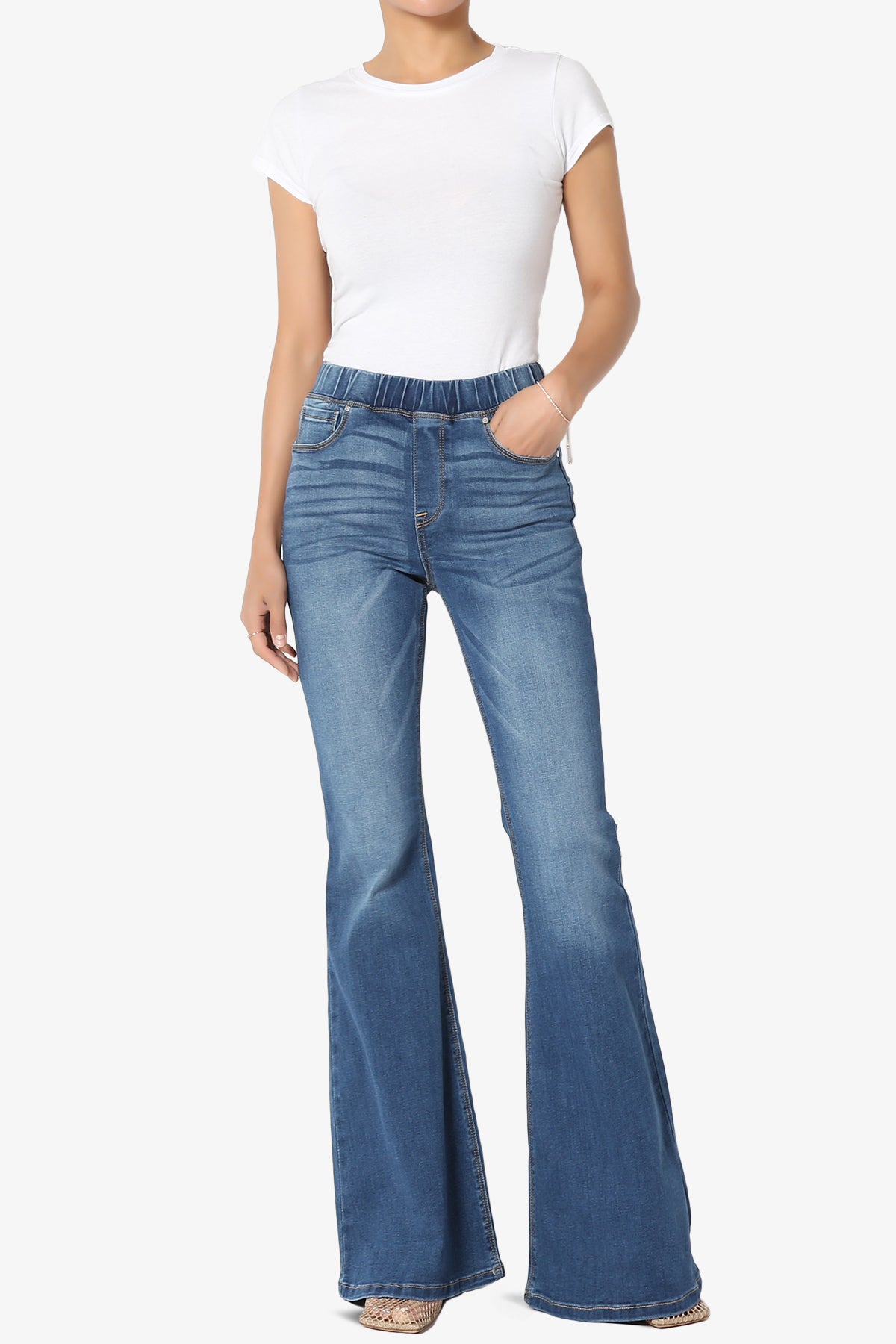 Rafa Elastic High Rise Flare Leg Jeans MEDIUM_6