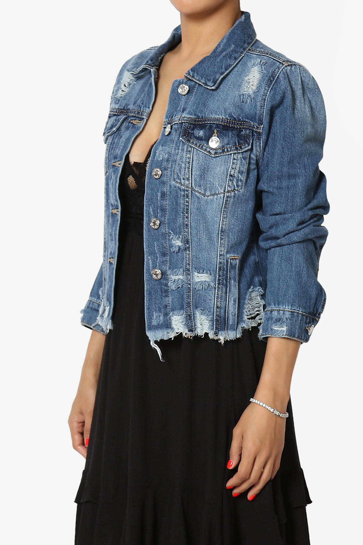 Fiore Distressed Denim Jacket DARK_3