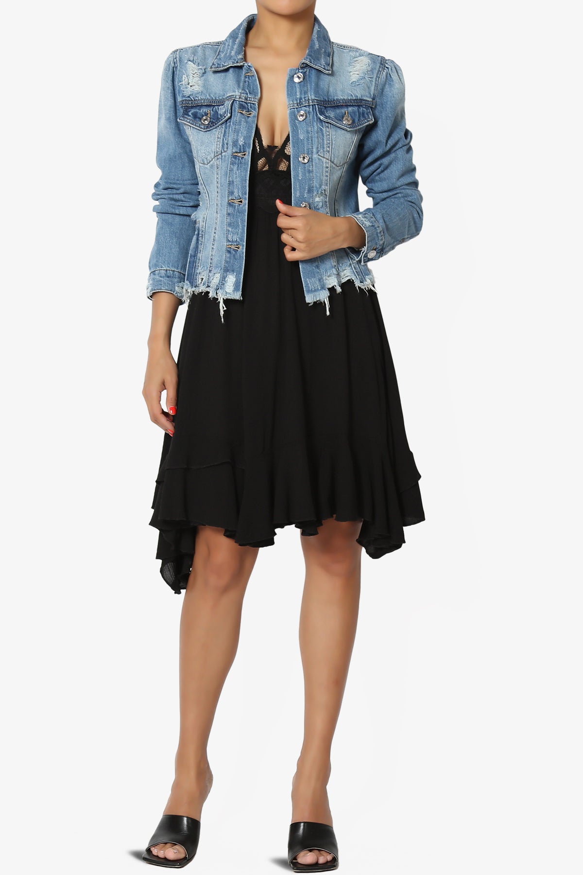 Fiore Distressed Denim Jacket MEDIUM_6