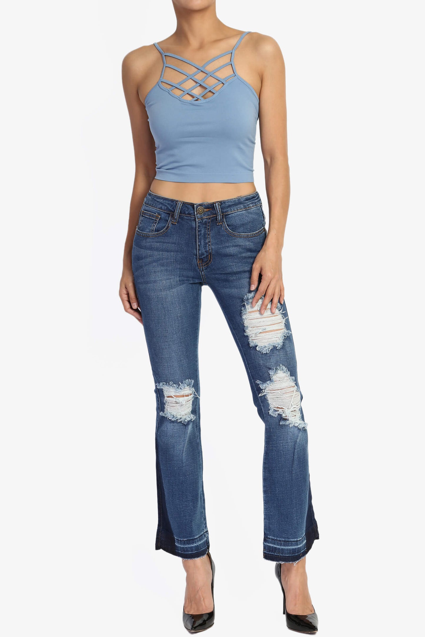 Britney Caged Cropped Camisole LIGHT DENIM_6