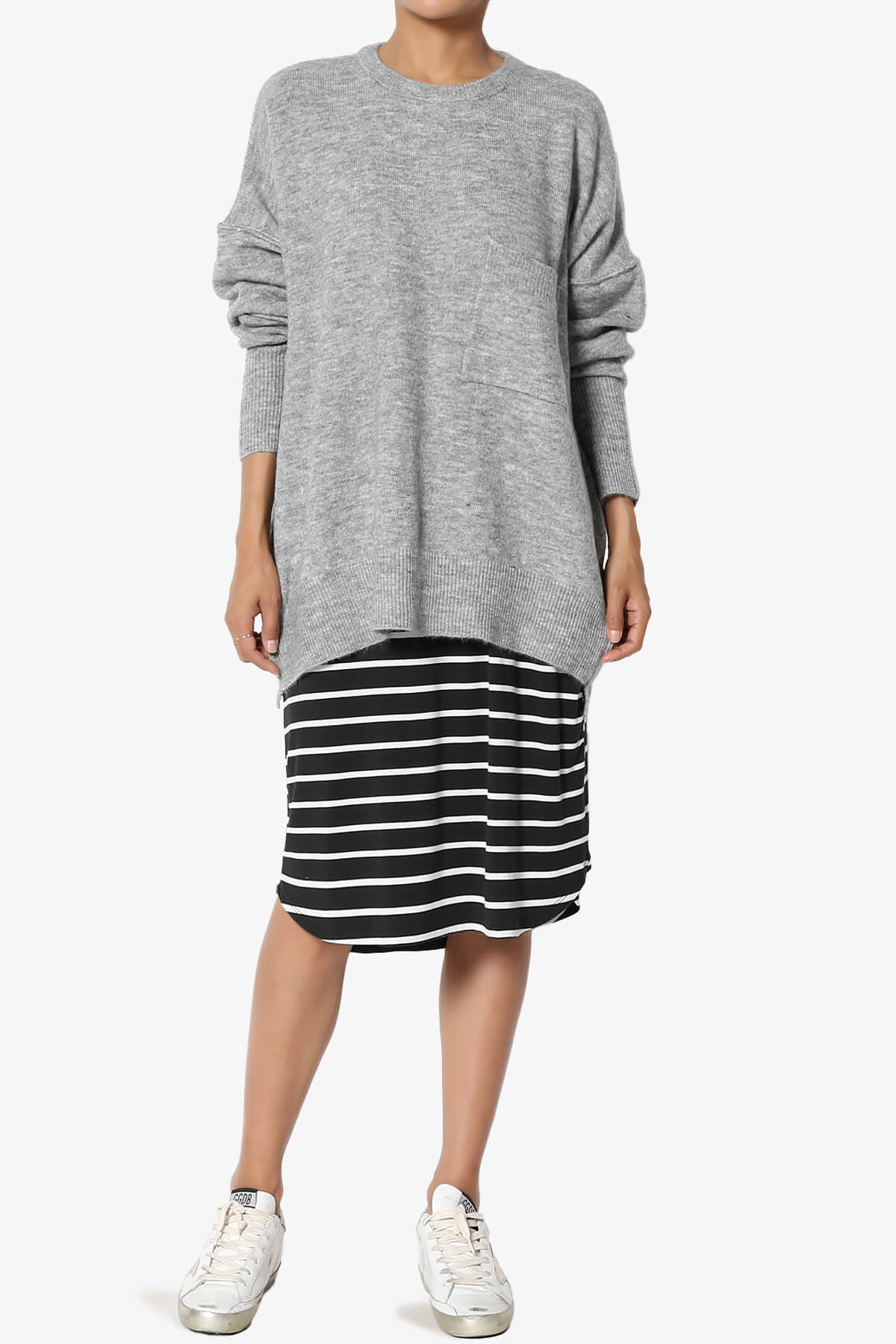 Eclipse Stripe Drawstring Midi Skirt BLACK_6