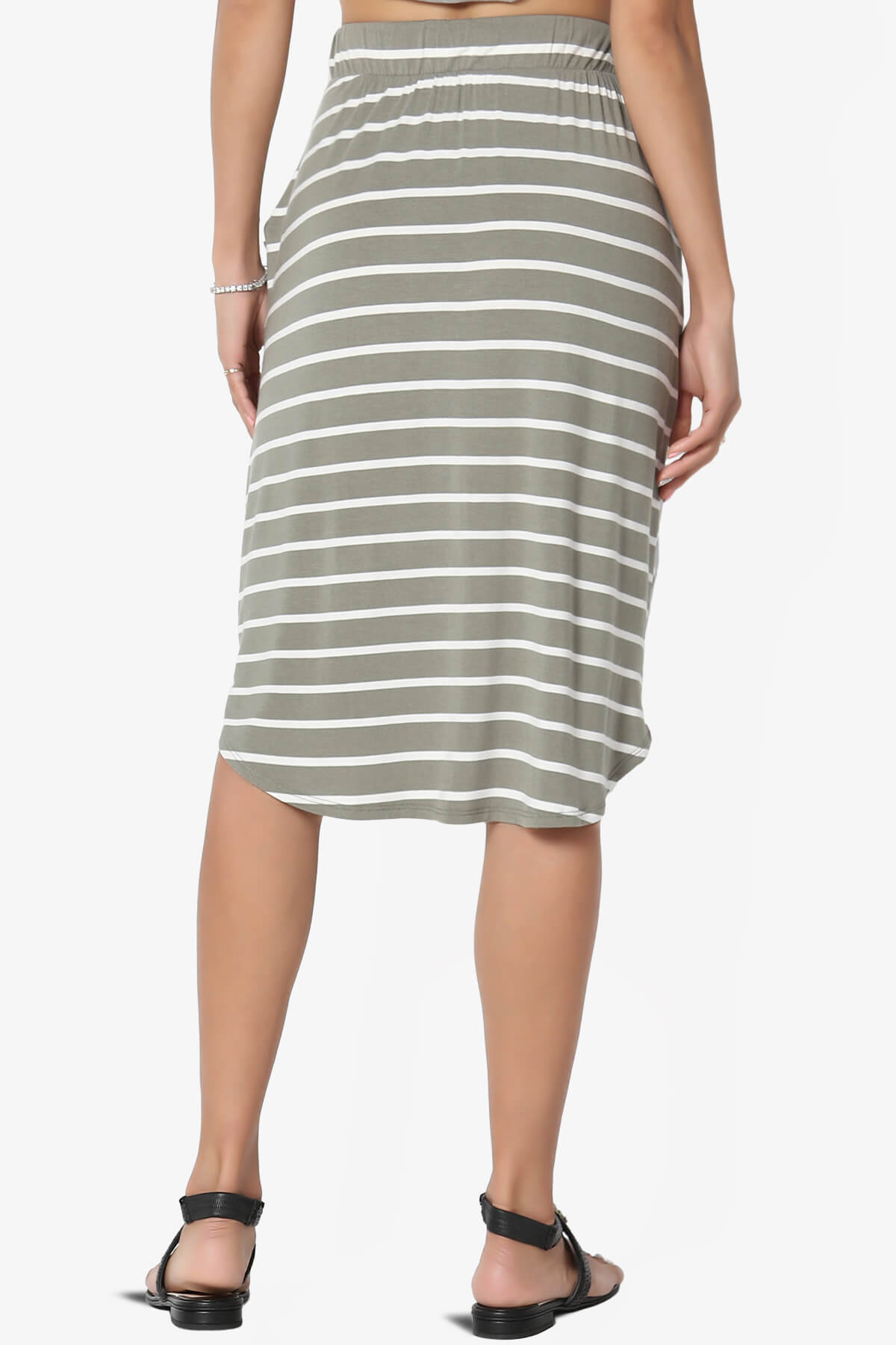 Eclipse Stripe Drawstring Midi Skirt DUSTY OLIVE_2