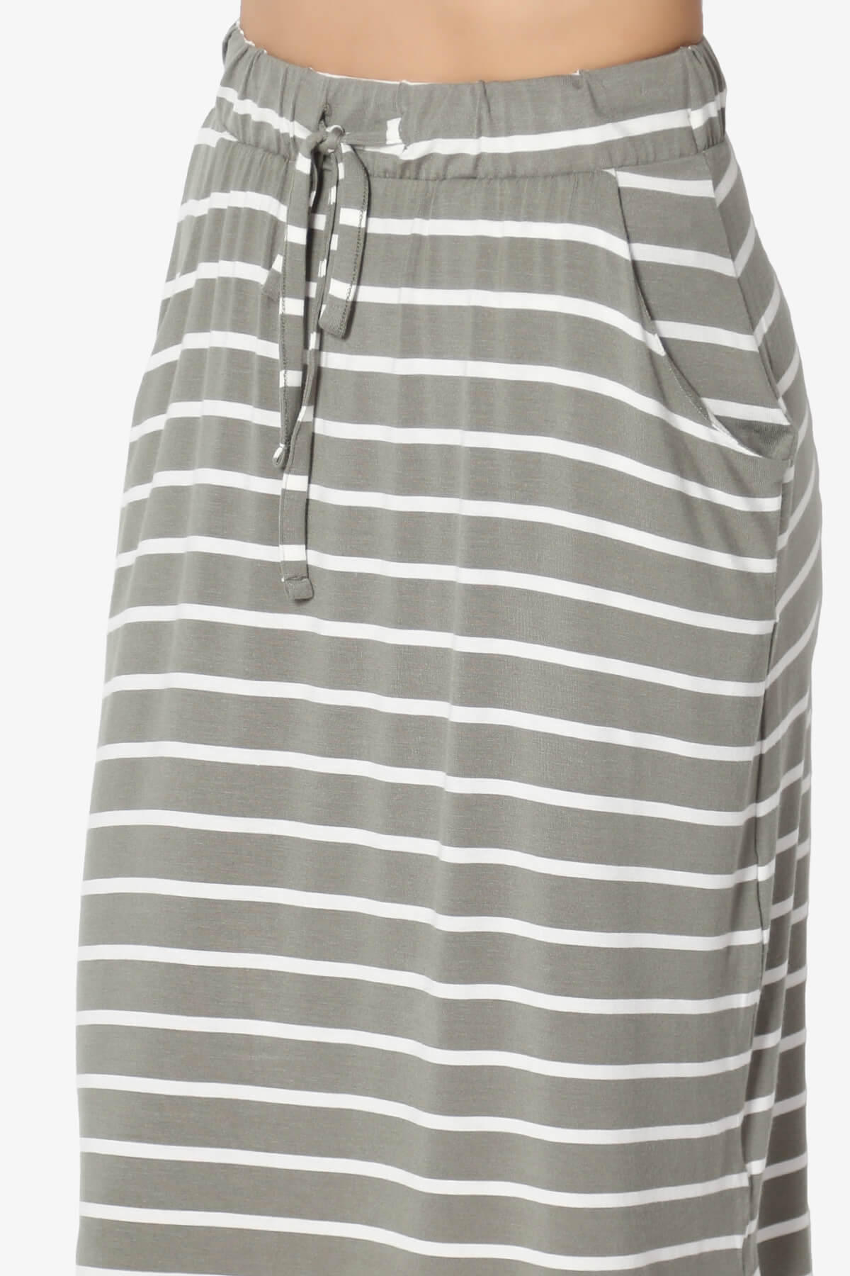 Eclipse Stripe Drawstring Midi Skirt DUSTY OLIVE_5