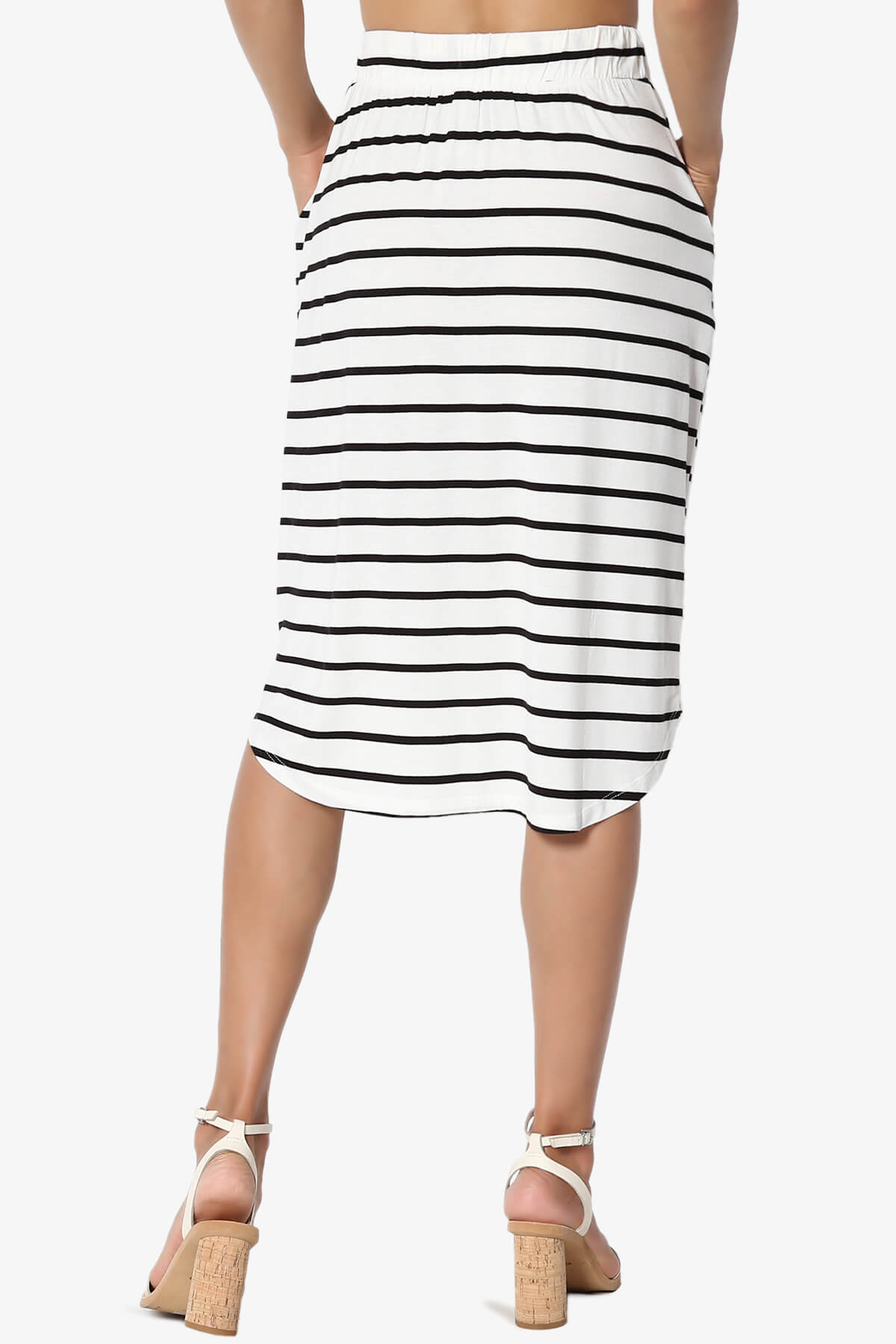 Eclipse Stripe Drawstring Midi Skirt IVORY_2