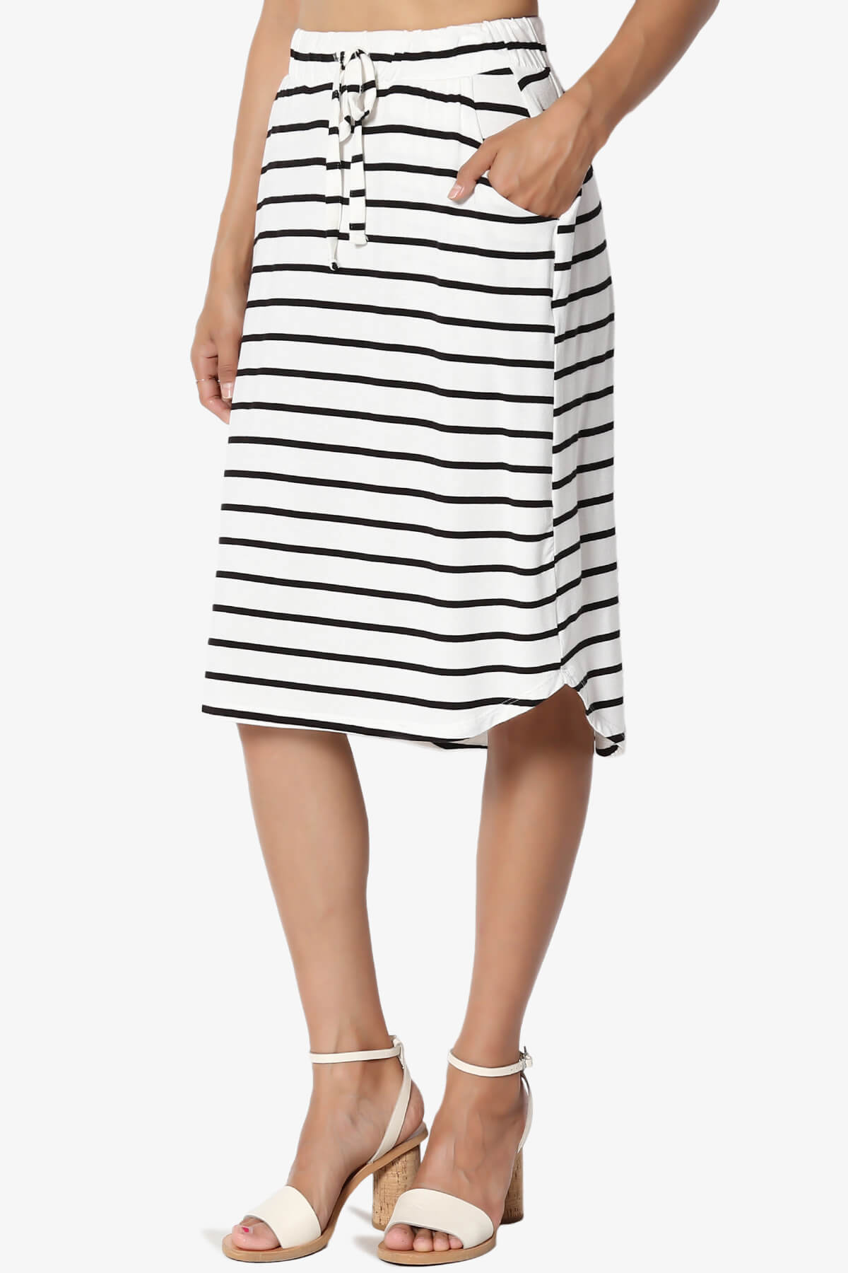 Eclipse Stripe Drawstring Midi Skirt IVORY_3