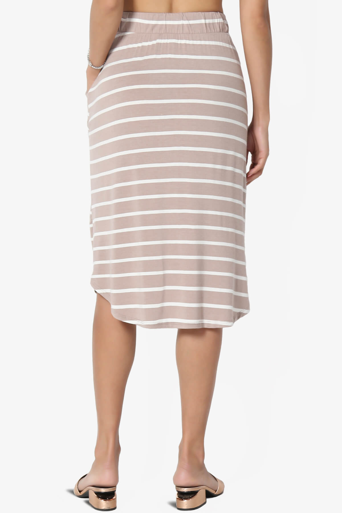 Eclipse Stripe Drawstring Midi Skirt LIGHT MOCHA_2