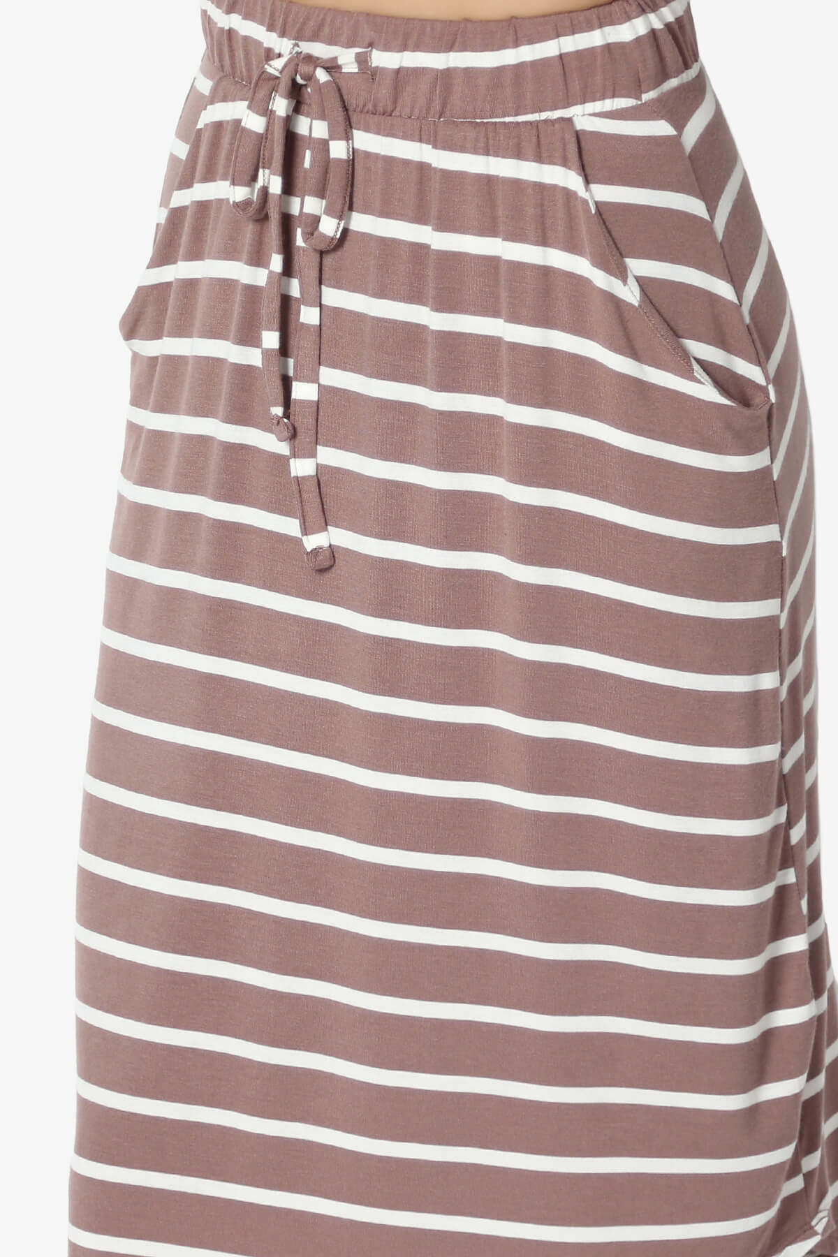 Eclipse Stripe Drawstring Midi Skirt MOCHA_5