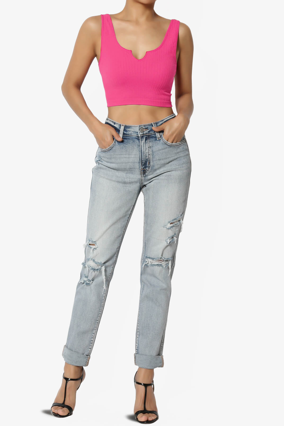 Effie Scoop Neck Ribbed Seamless Crop Tank Top FUCHSIA_6