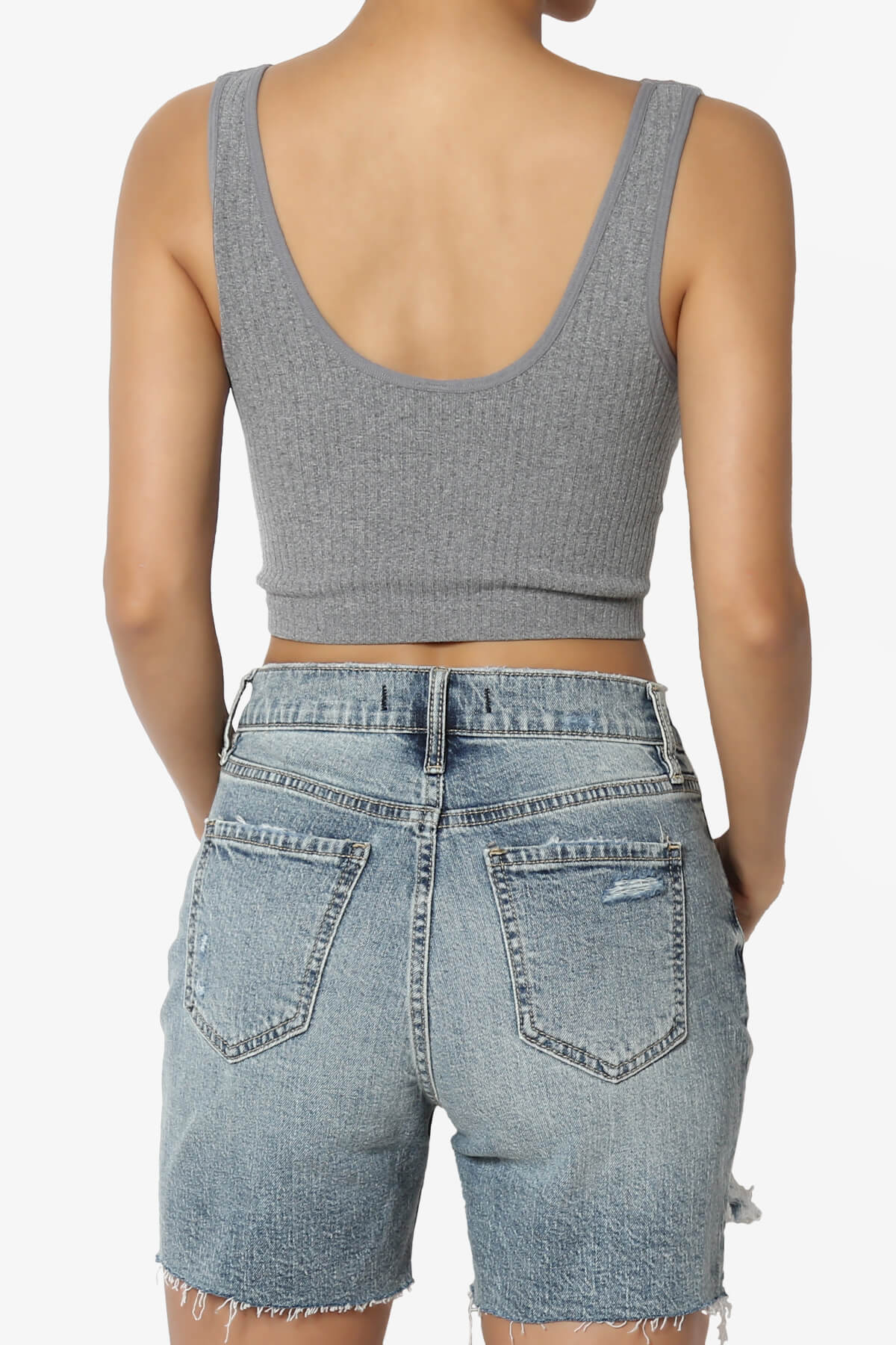 Effie Scoop Neck Ribbed Seamless Crop Tank Top HEATHER GREY_2