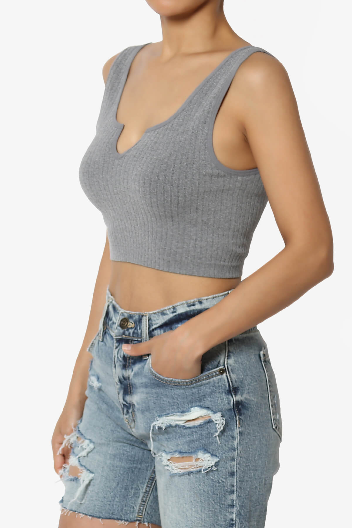 Effie Scoop Neck Ribbed Seamless Crop Tank Top HEATHER GREY_3