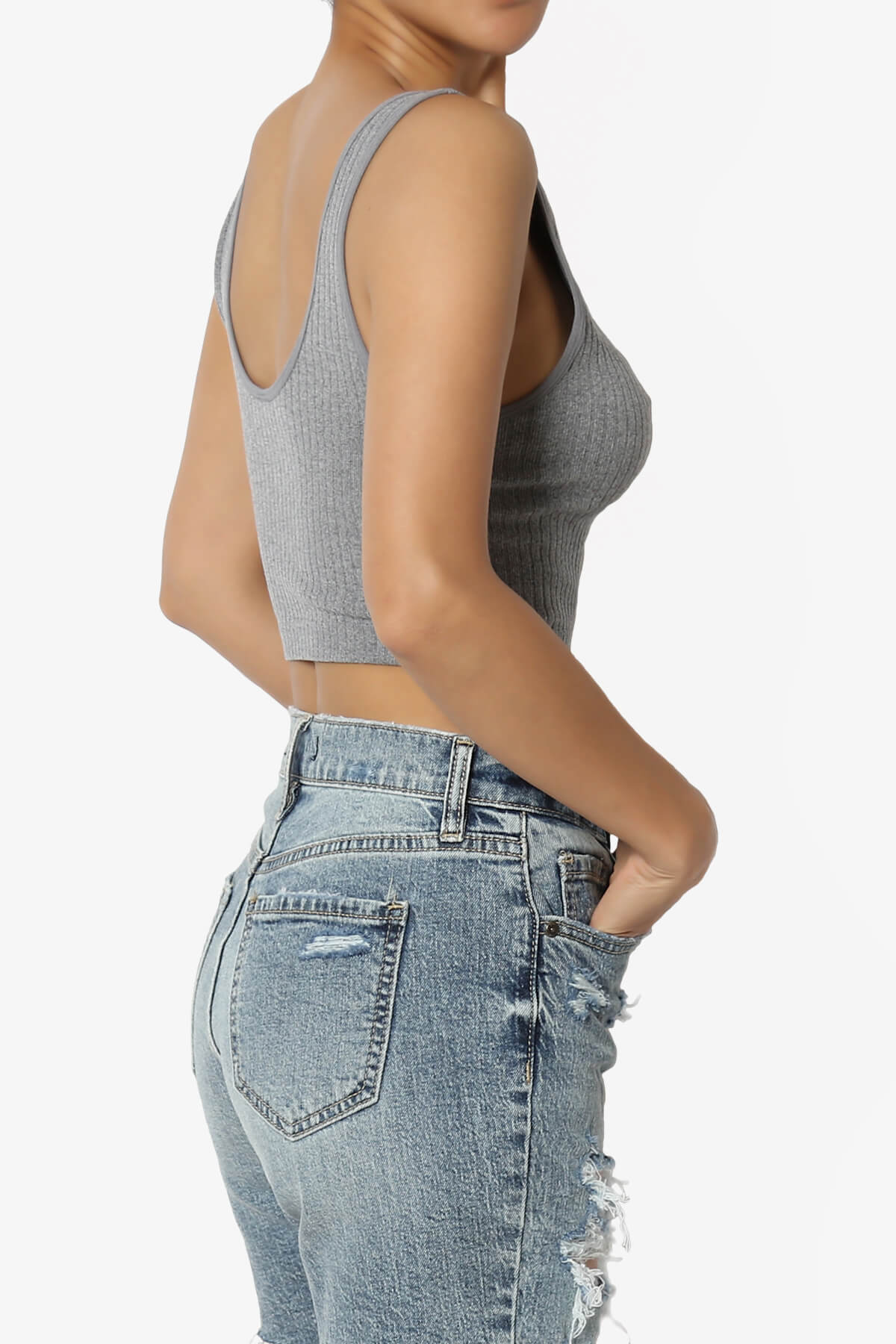 Effie Scoop Neck Ribbed Seamless Crop Tank Top HEATHER GREY_4