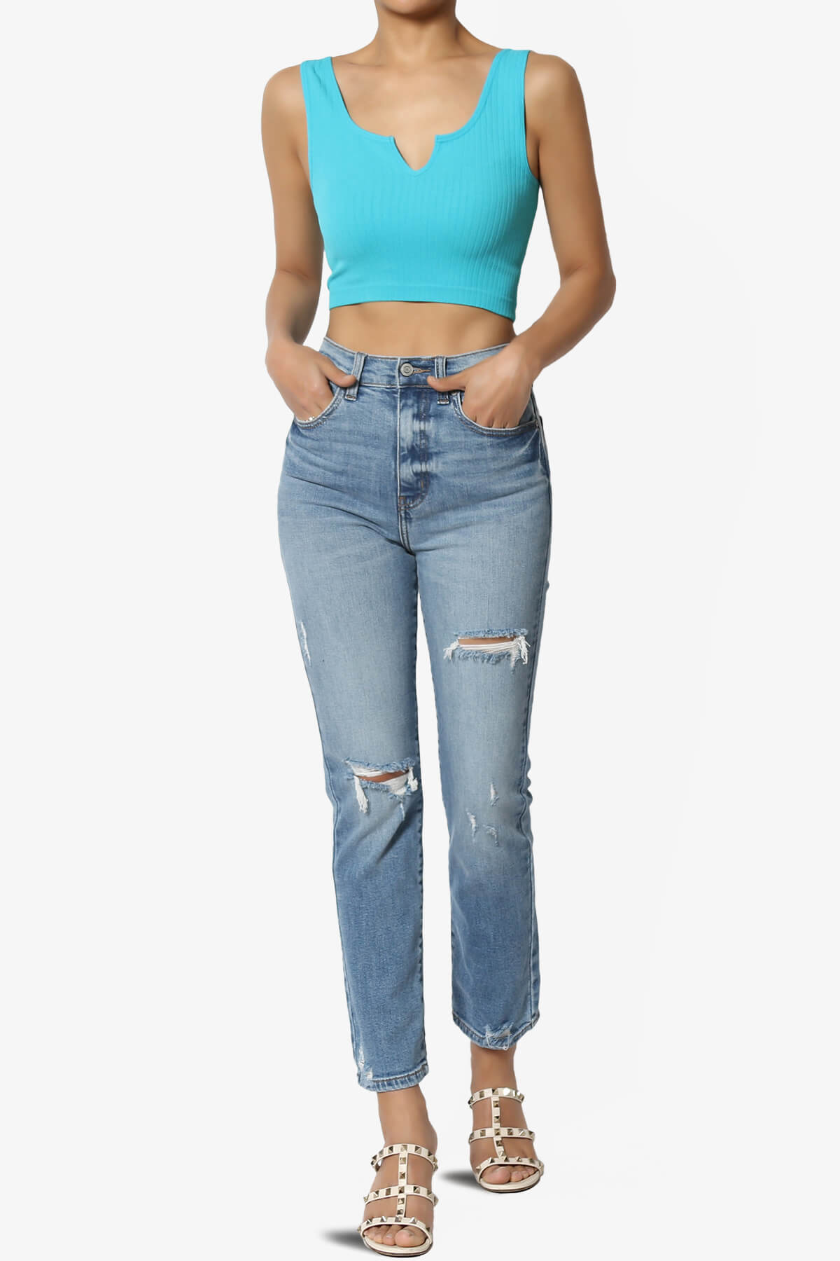 Effie Scoop Neck Ribbed Seamless Crop Tank Top ICE BLUE_6