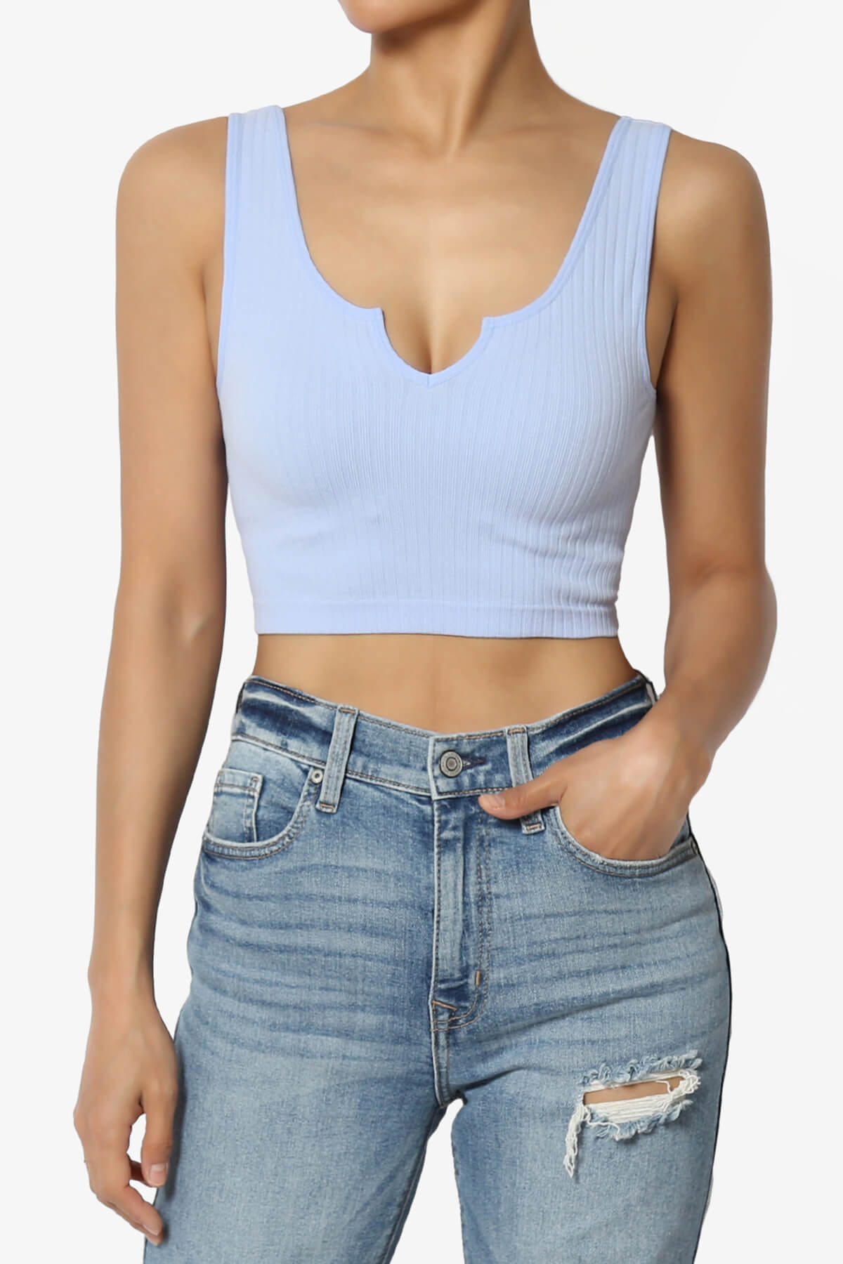 Effie Scoop Neck Ribbed Seamless Crop Tank Top LIGHT BLUE_1
