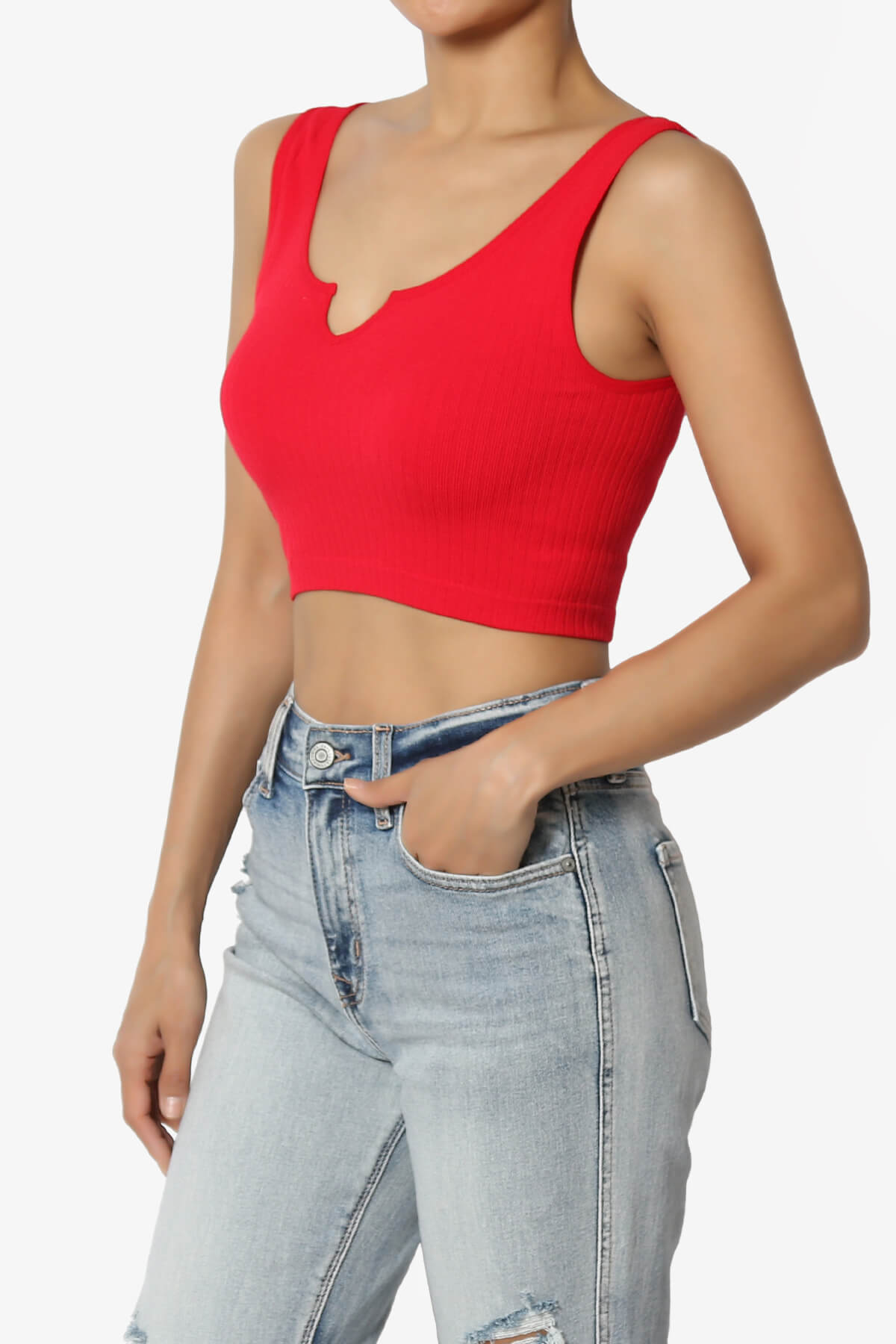 Effie Scoop Neck Ribbed Seamless Crop Tank Top RED_3