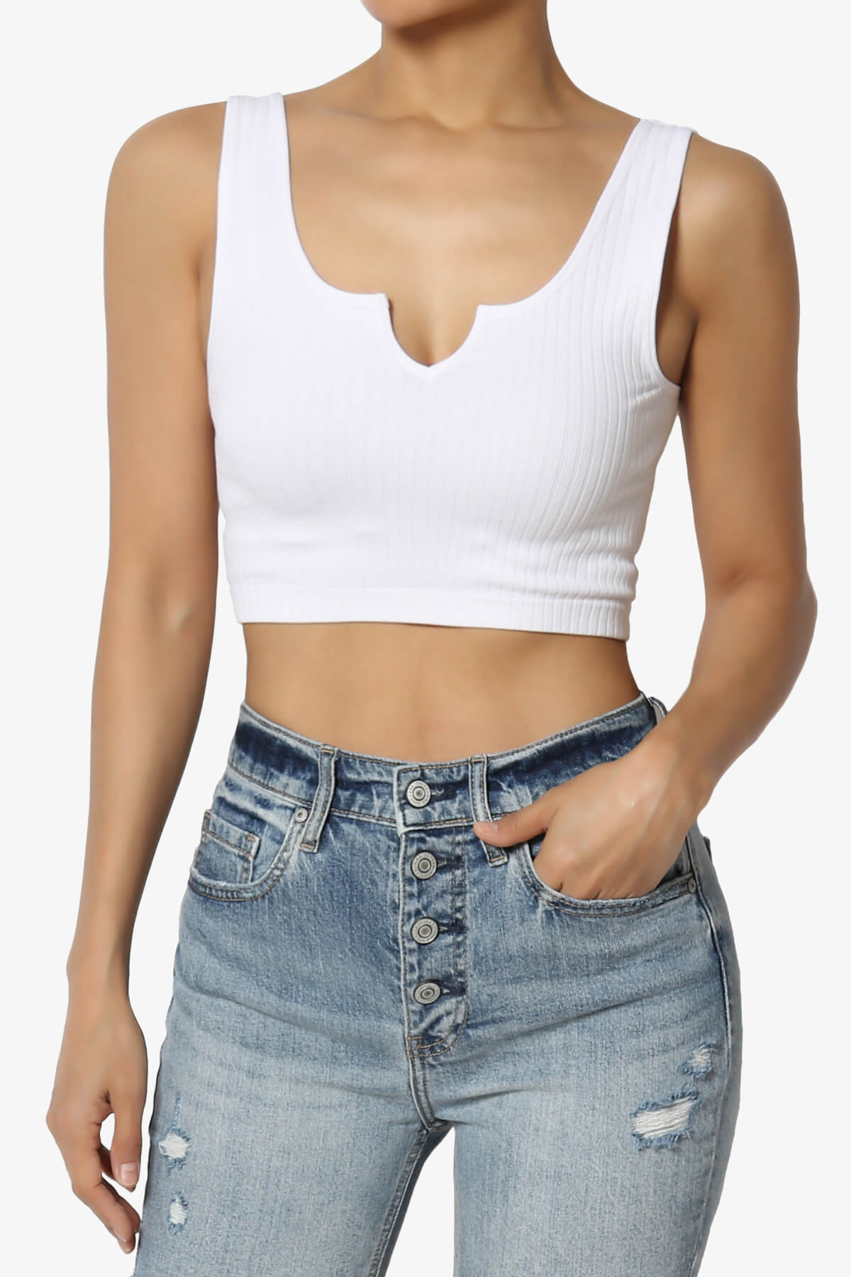 Effie Scoop Neck Ribbed Seamless Crop Tank Top WHITE_1