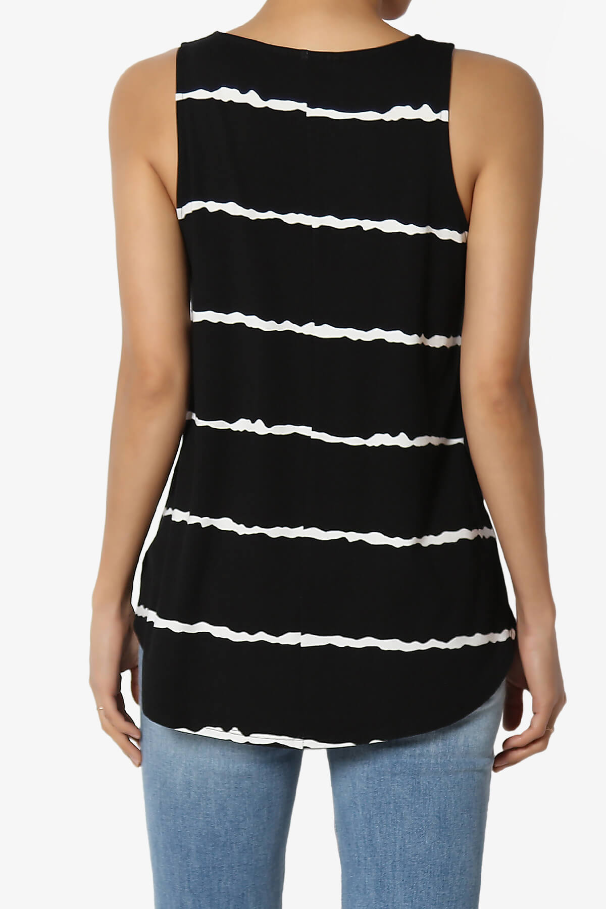 Ellison Stripe Scoop Neck Loose Fit Tank Top BLACK_2