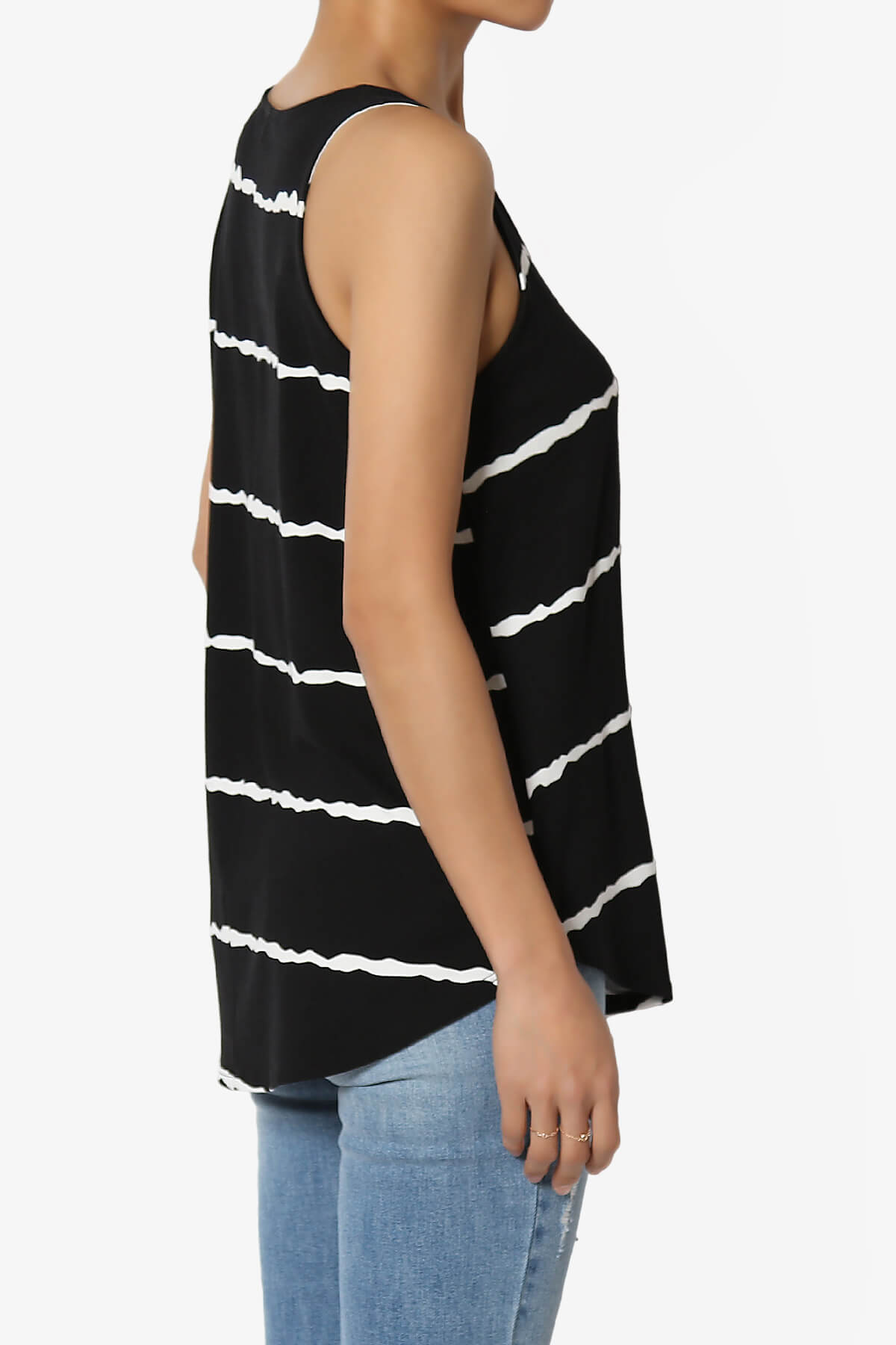 Ellison Stripe Scoop Neck Loose Fit Tank Top BLACK_4
