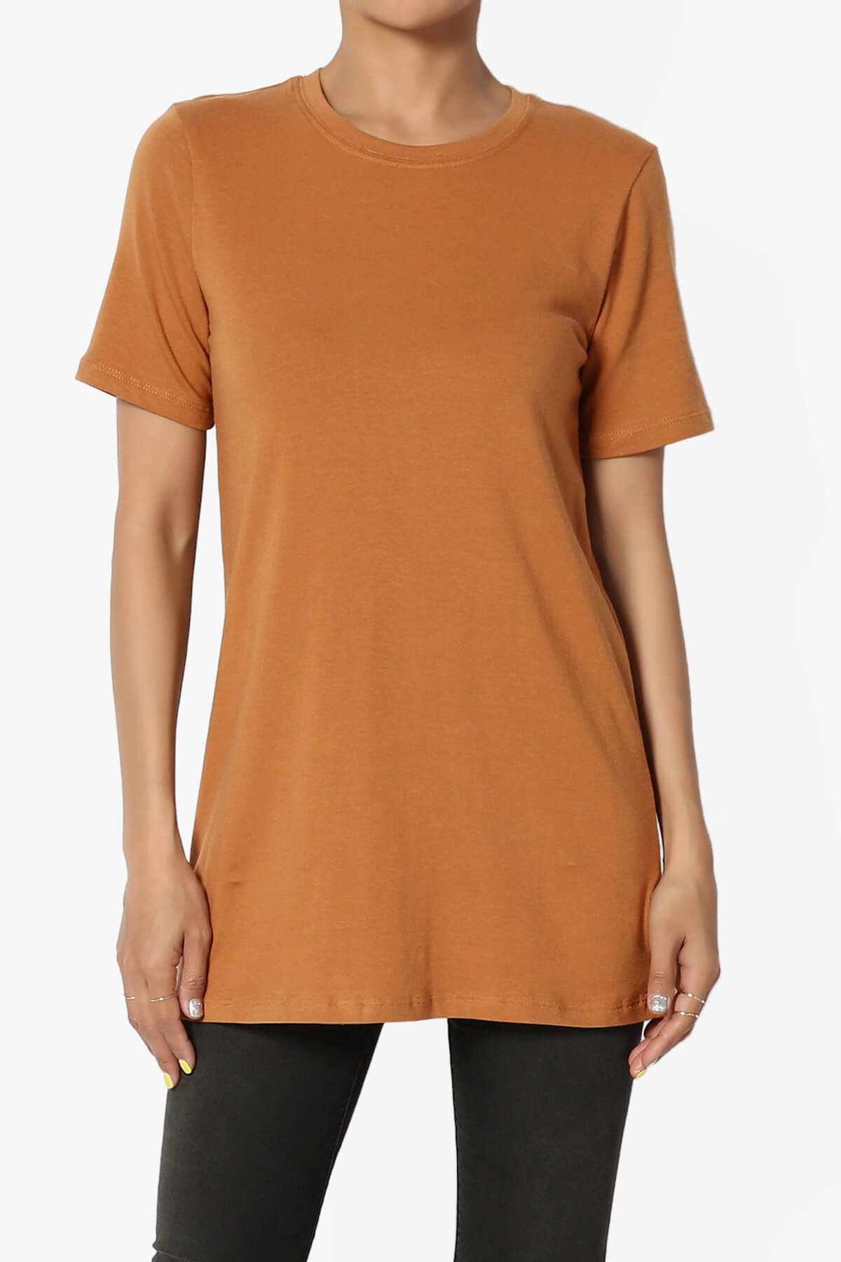Elora Crew Neck Short Sleeve T-Shirt ALMOND_1