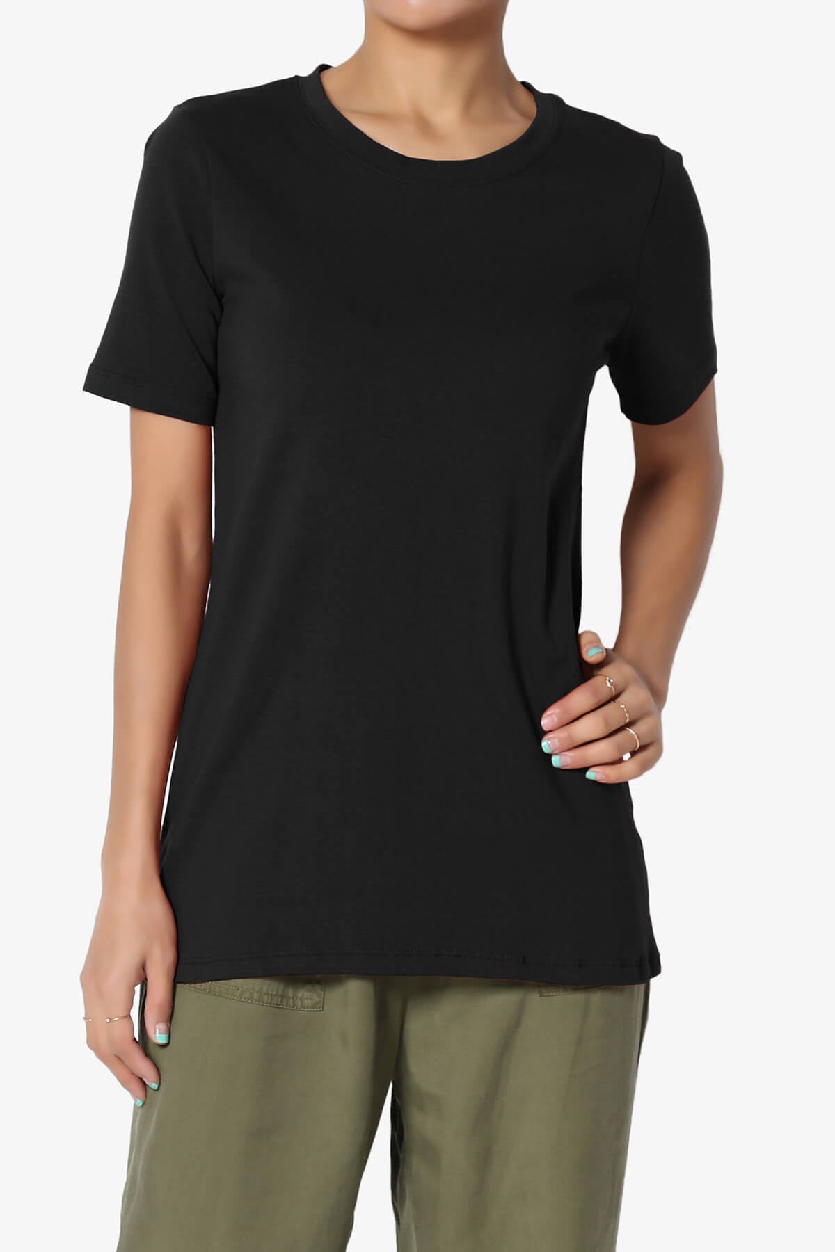 Elora Crew Neck Short Sleeve T-Shirt BLACK_1