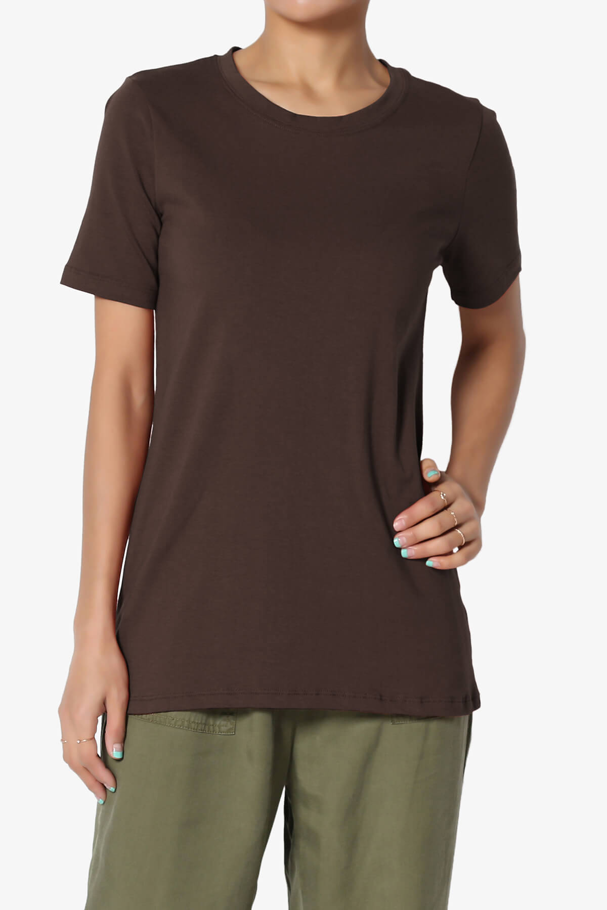 Elora Crew Neck Short Sleeve T-Shirt BROWN_1
