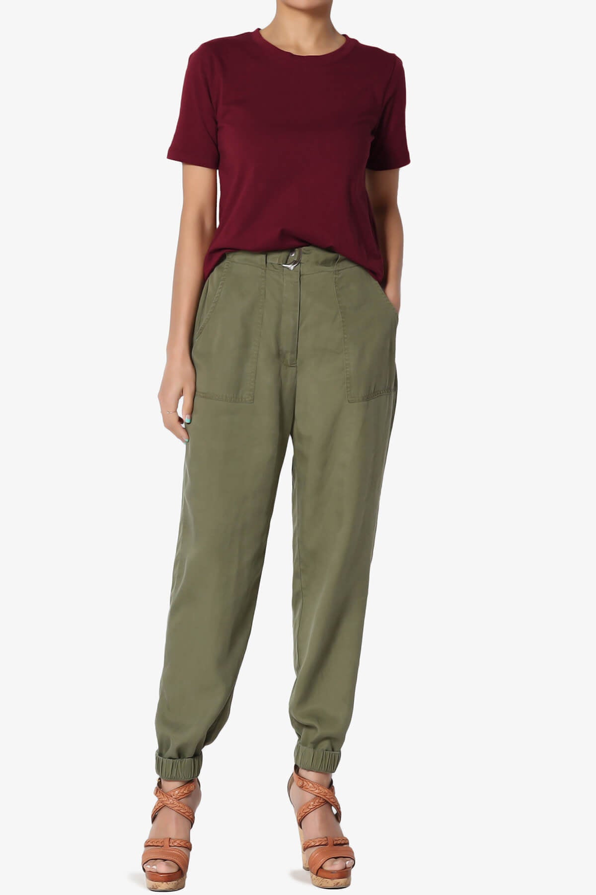 Elora Crew Neck Short Sleeve T-Shirt DARK BURGUNDY_6