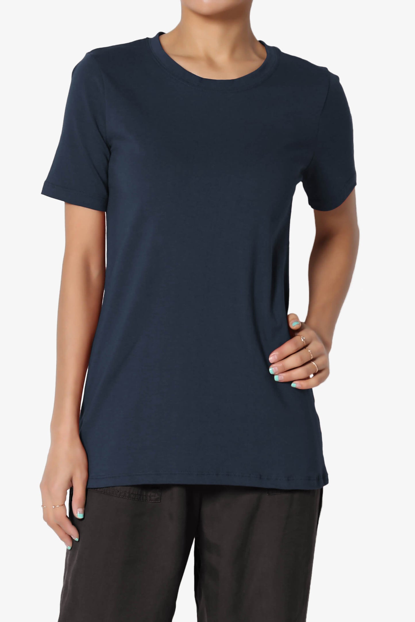Elora Crew Neck Short Sleeve T-Shirt DARK NAVY_1