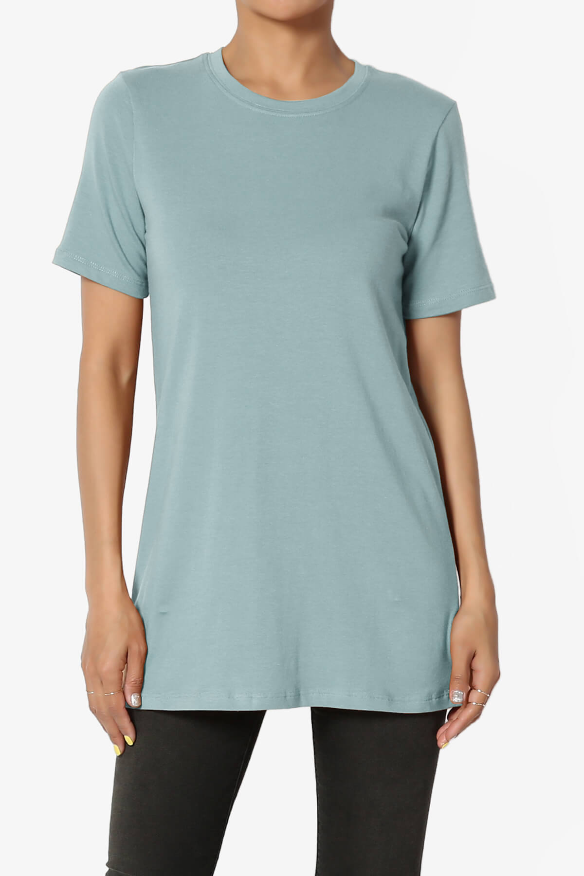 Elora Crew Neck Short Sleeve T-Shirt DUSTY BLUE_1